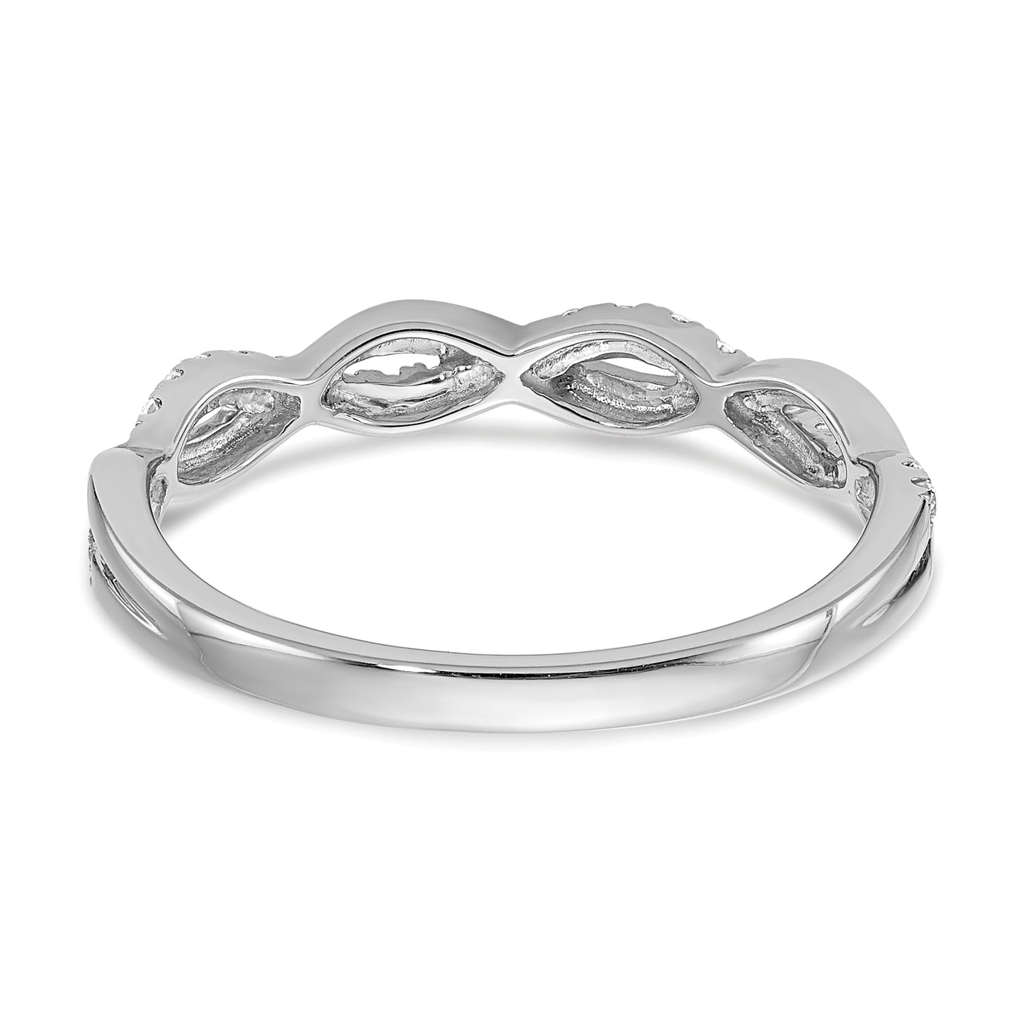 14k White Gold 1/8 carat Diamond Twist Design Complete Wedding Band