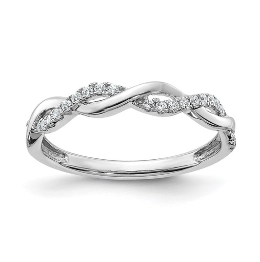 14k White Gold 1/8 carat Diamond Twist Design Complete Wedding Band