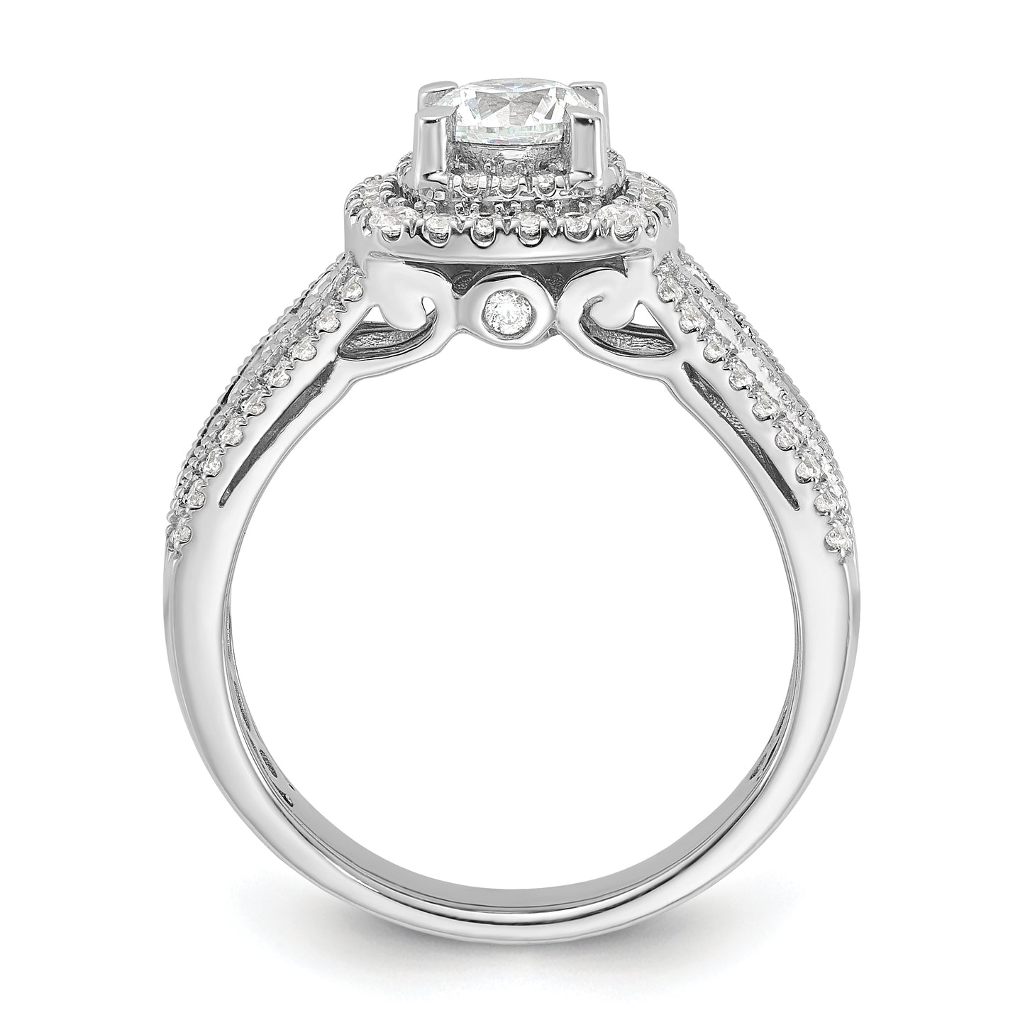 14k White Gold Diamond Semi-mount Engagement Ring,  5.5 to 3.1 mm (tapered)