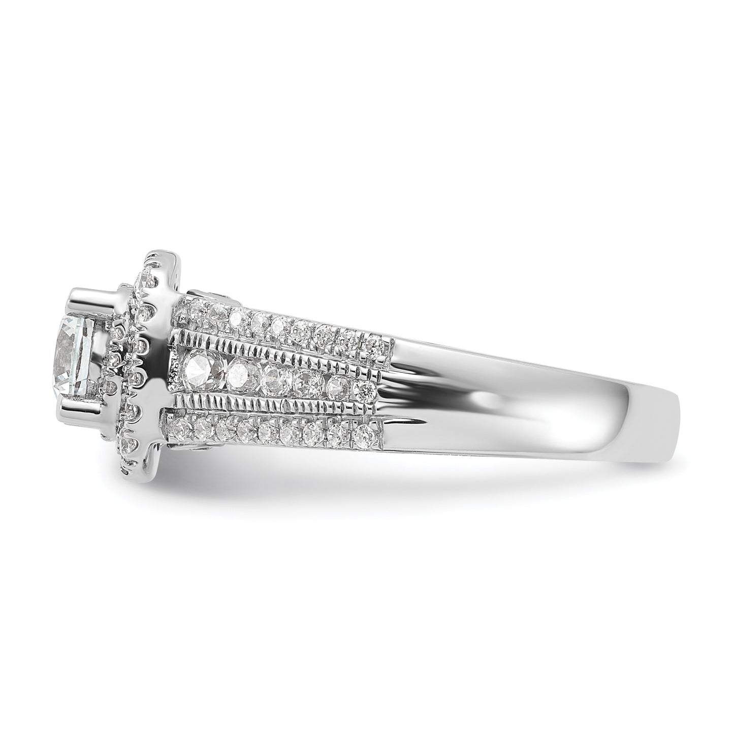 14k White Gold Diamond Semi-mount Engagement Ring,  5.5 to 3.1 mm (tapered)