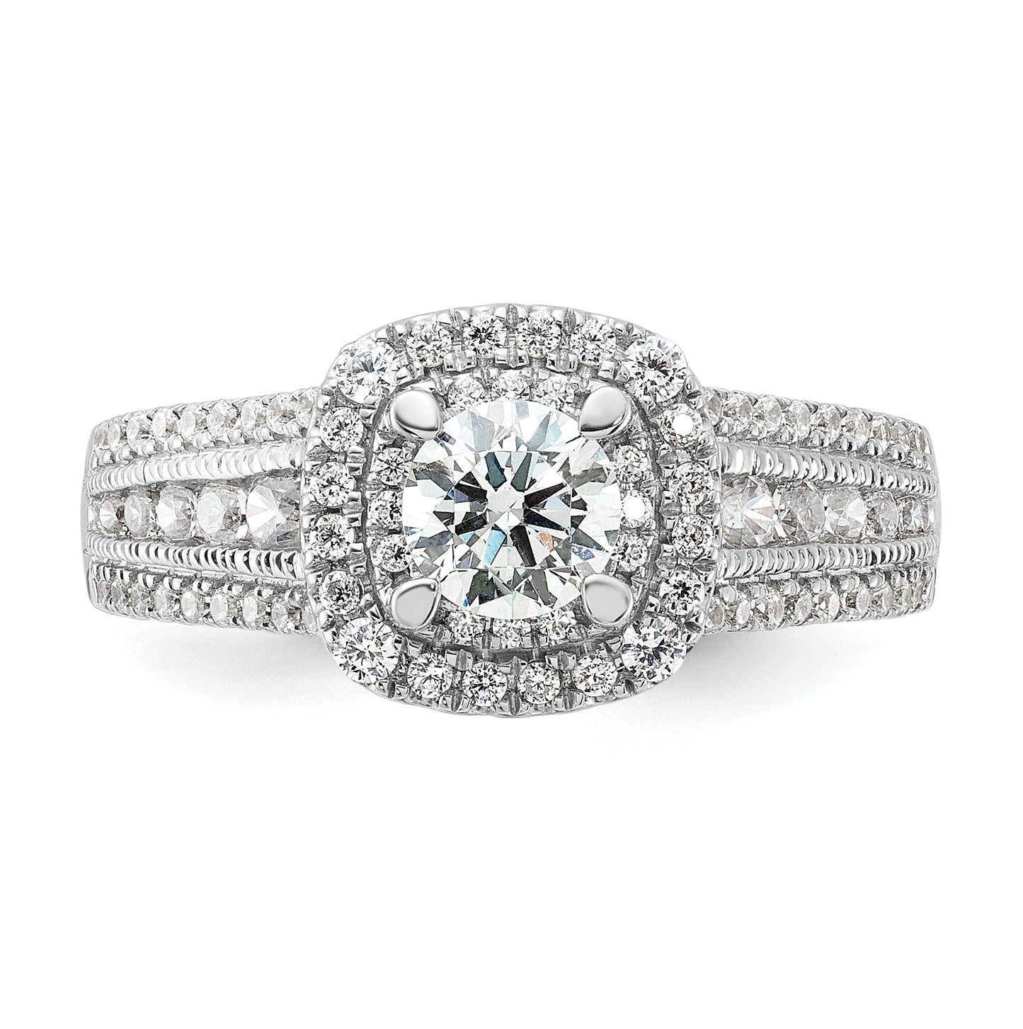 14k White Gold Diamond Semi-mount Engagement Ring,  5.5 to 3.1 mm (tapered)