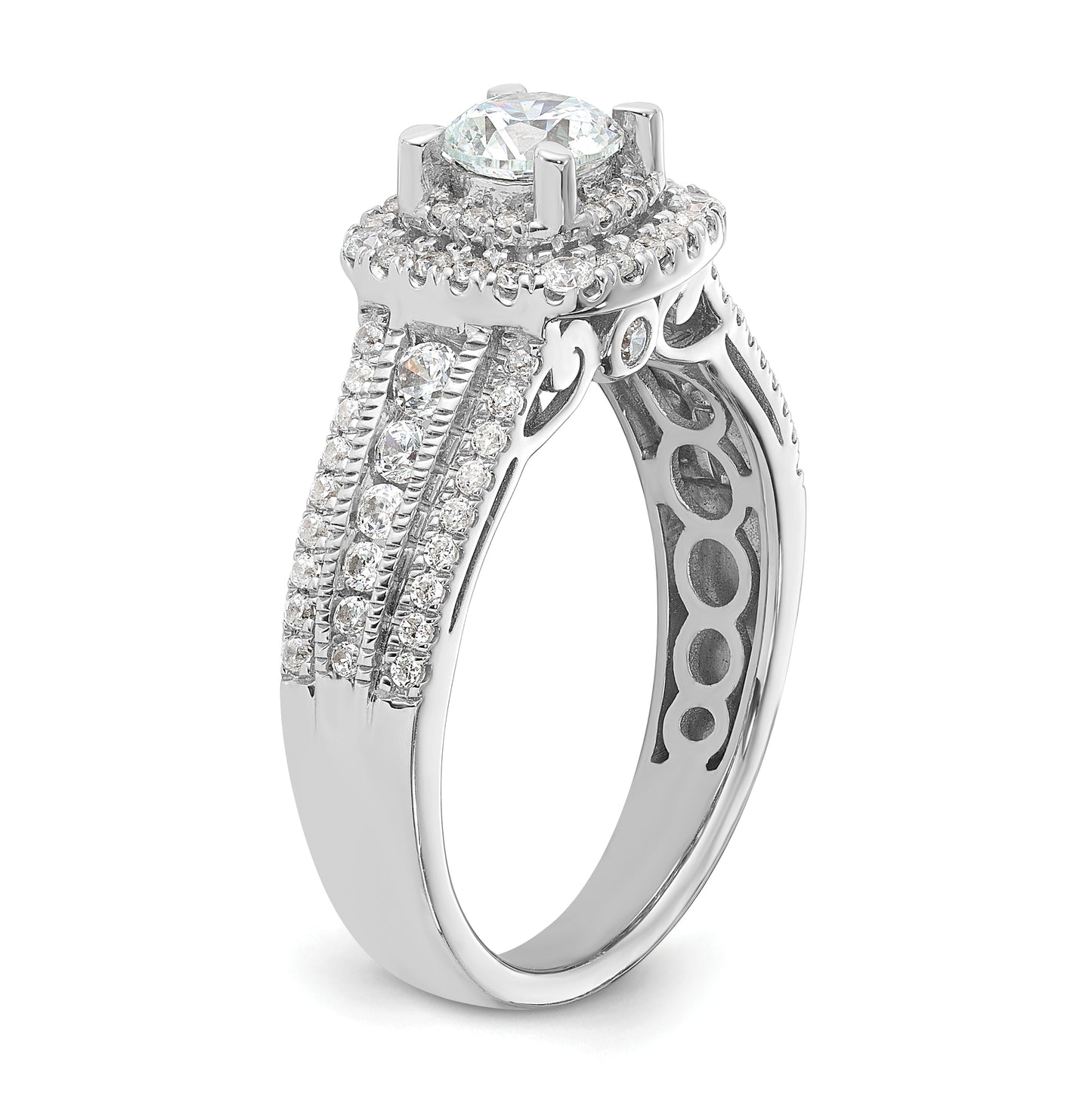 14k White Gold Diamond Semi-mount Engagement Ring,  5.5 to 3.1 mm (tapered)