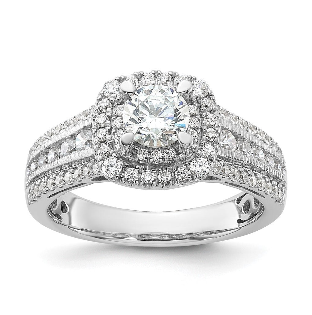 14k White Gold Diamond Semi-mount Engagement Ring,  5.5 to 3.1 mm (tapered)