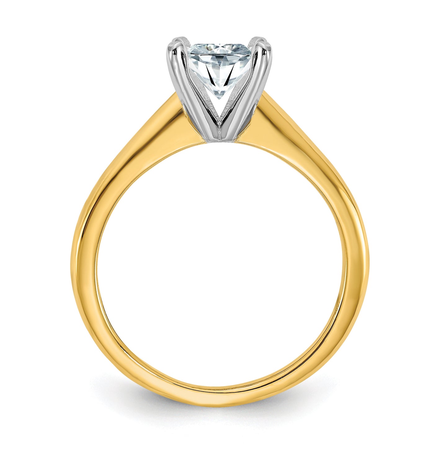 14k Two Tone 6mm Asscher Cut True Light Moissanite Solitaire, Size 5