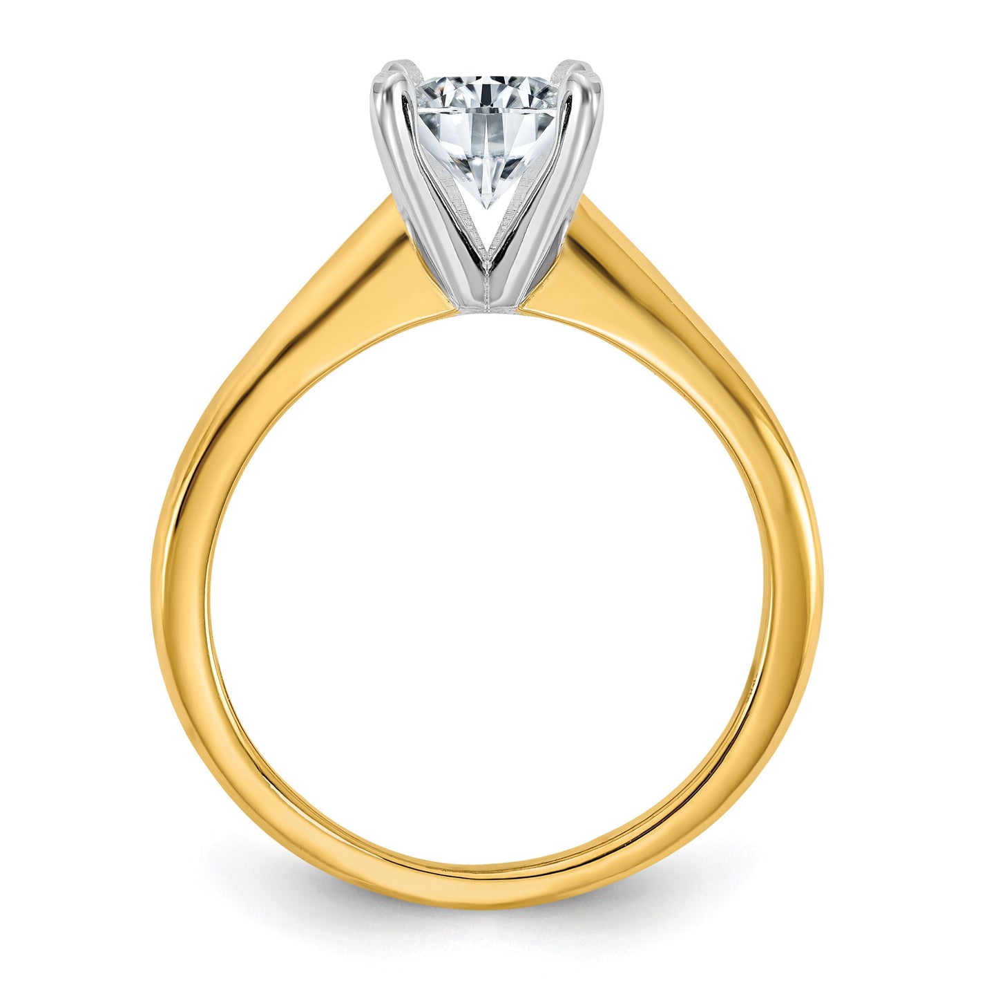 14k Two Tone 8mm Square Cushion True Light Moissanite Solitaire, Size 10