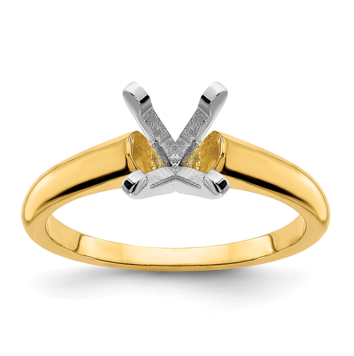 14k Two Tone 9mm Square Cushion True Light Moissanite Solitaire, Size 10