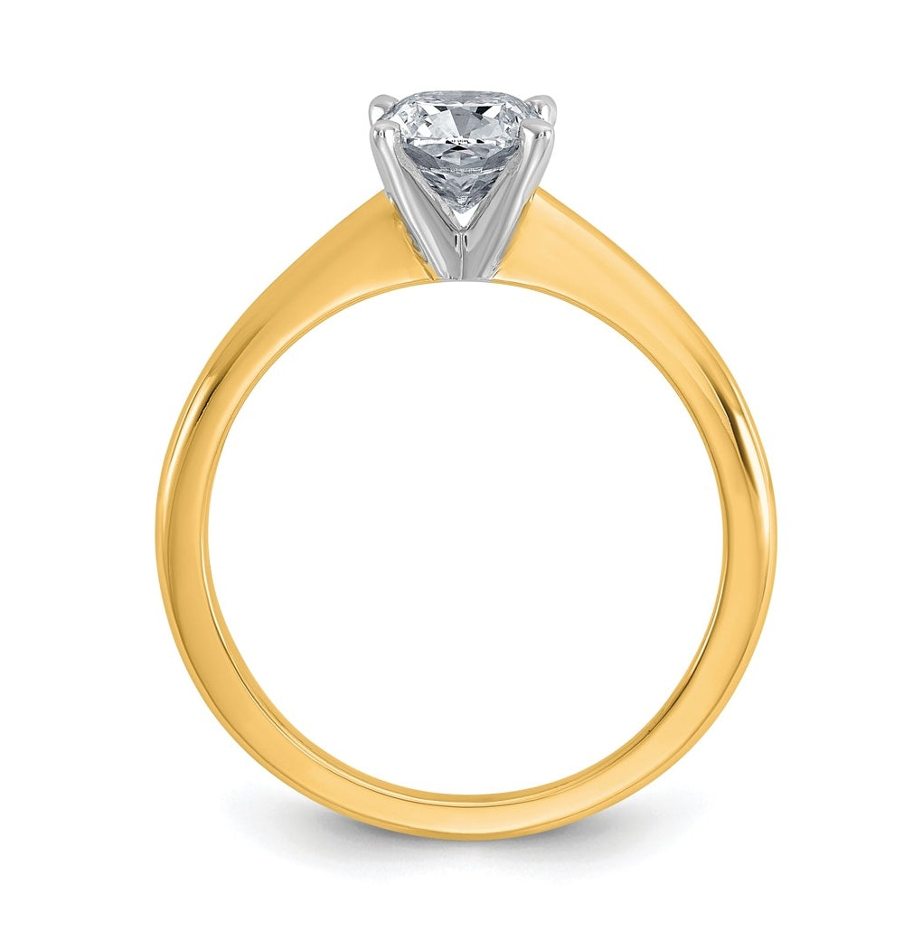 14k Two Tone 6mm SQ CUSH Colorless Moissanite Solitaire Sz 7