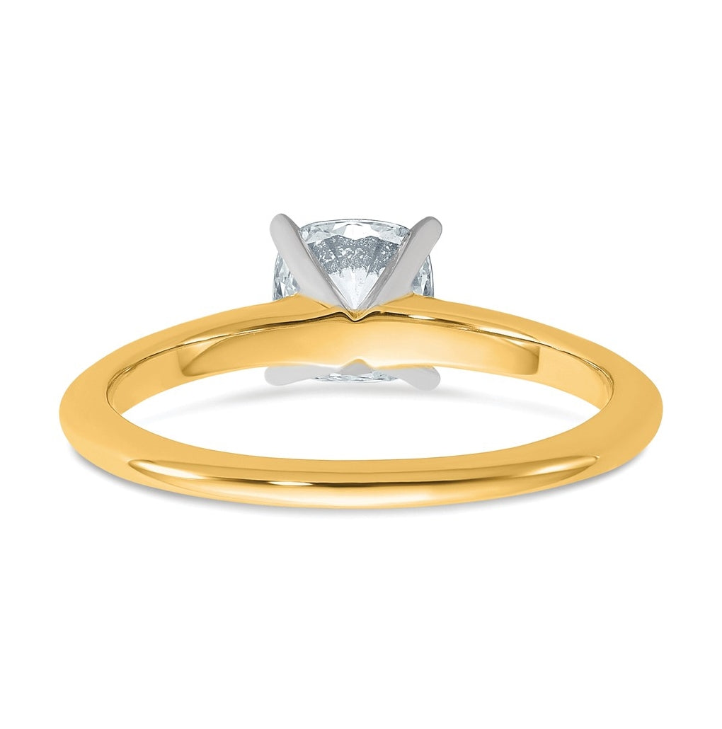 14k Two Tone 9mm SQ CUSH Colorless Moissanite Solitaire Sz 7