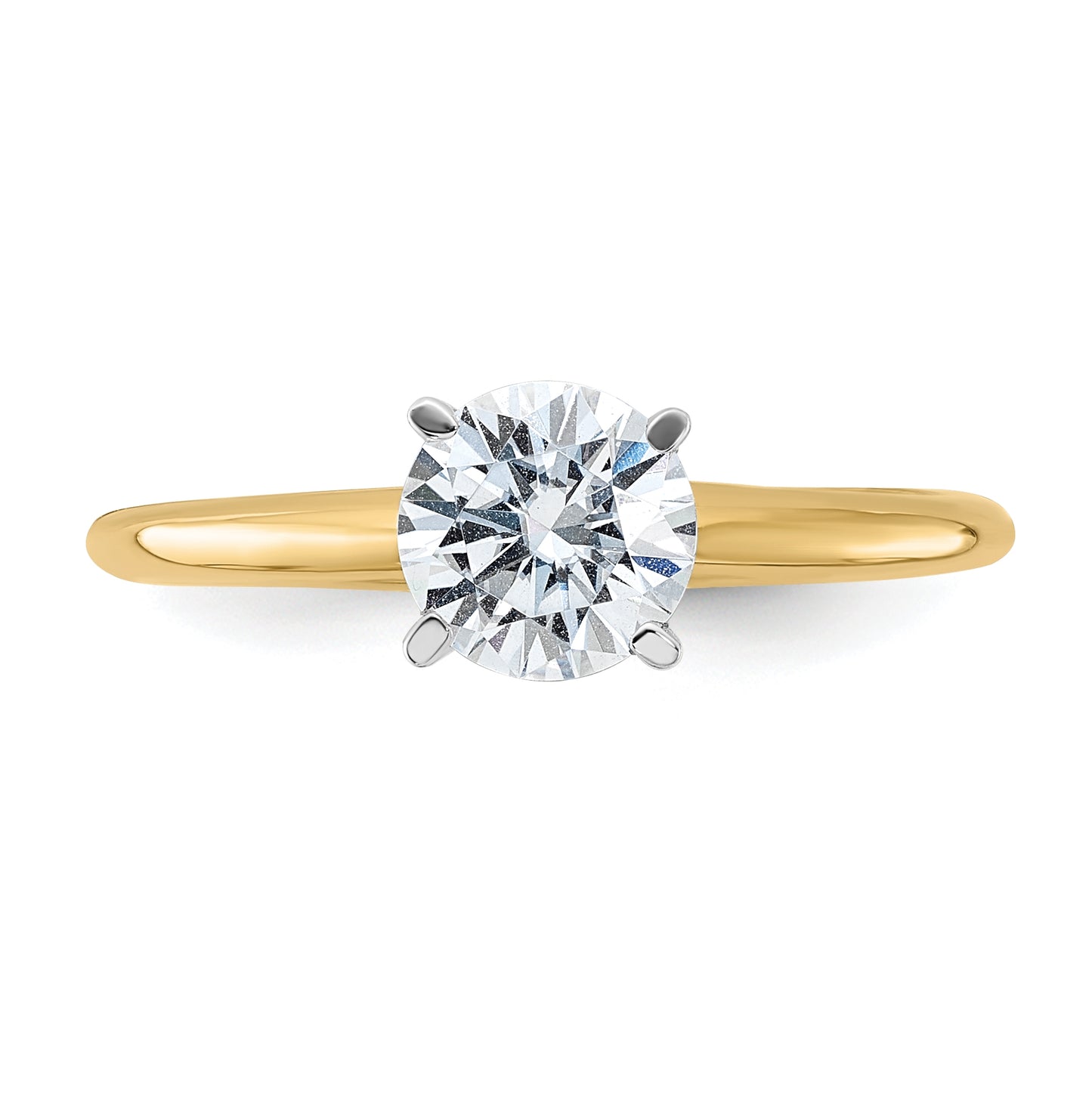 14k Two Tone 1ct. G H I True Light Round Moissanite Solitaire Ring, Size 9