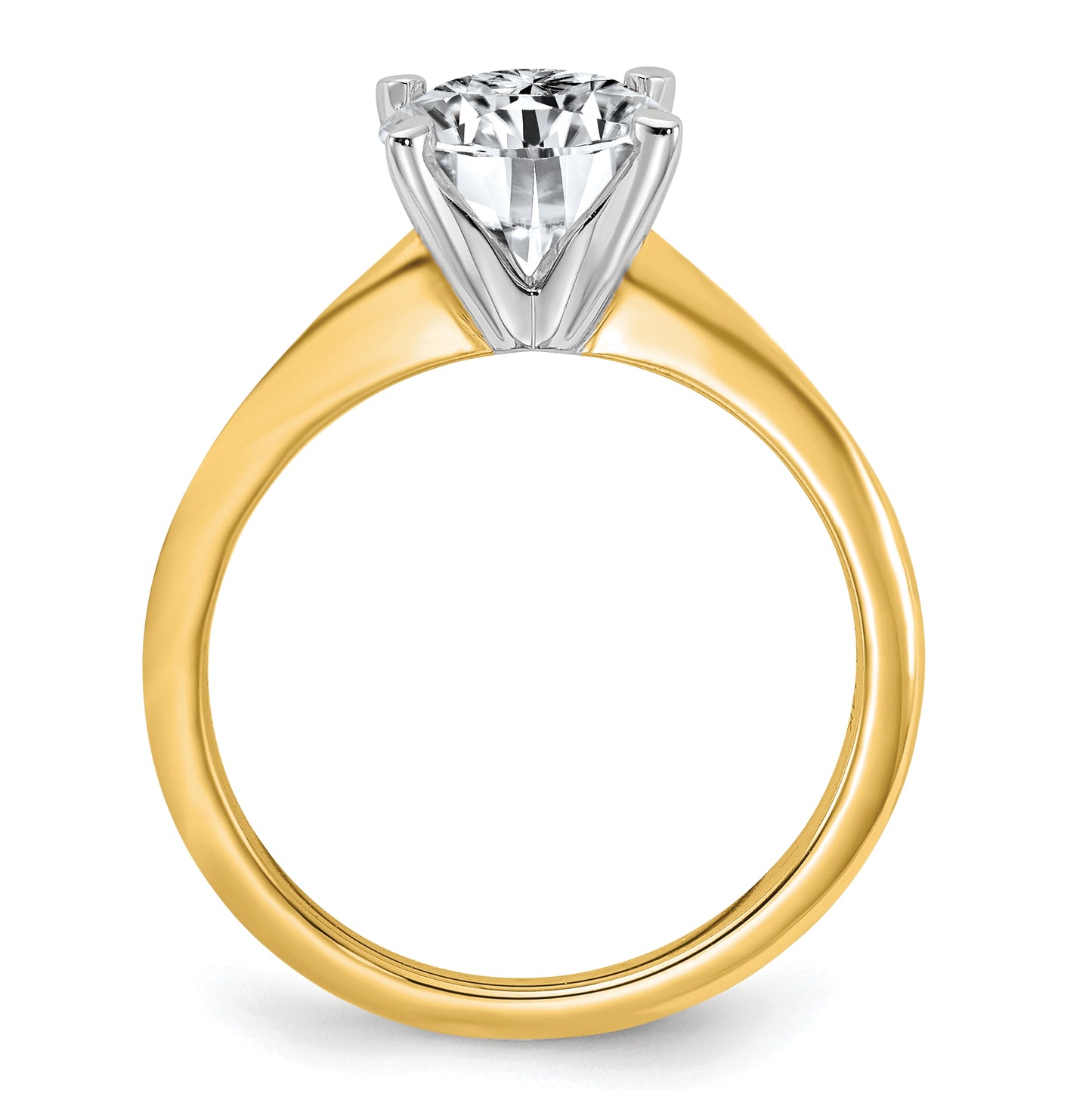14k Two Tone 1 3/4ct. D E F Pure Light Round Moissanite Solitaire Ring, Size 6