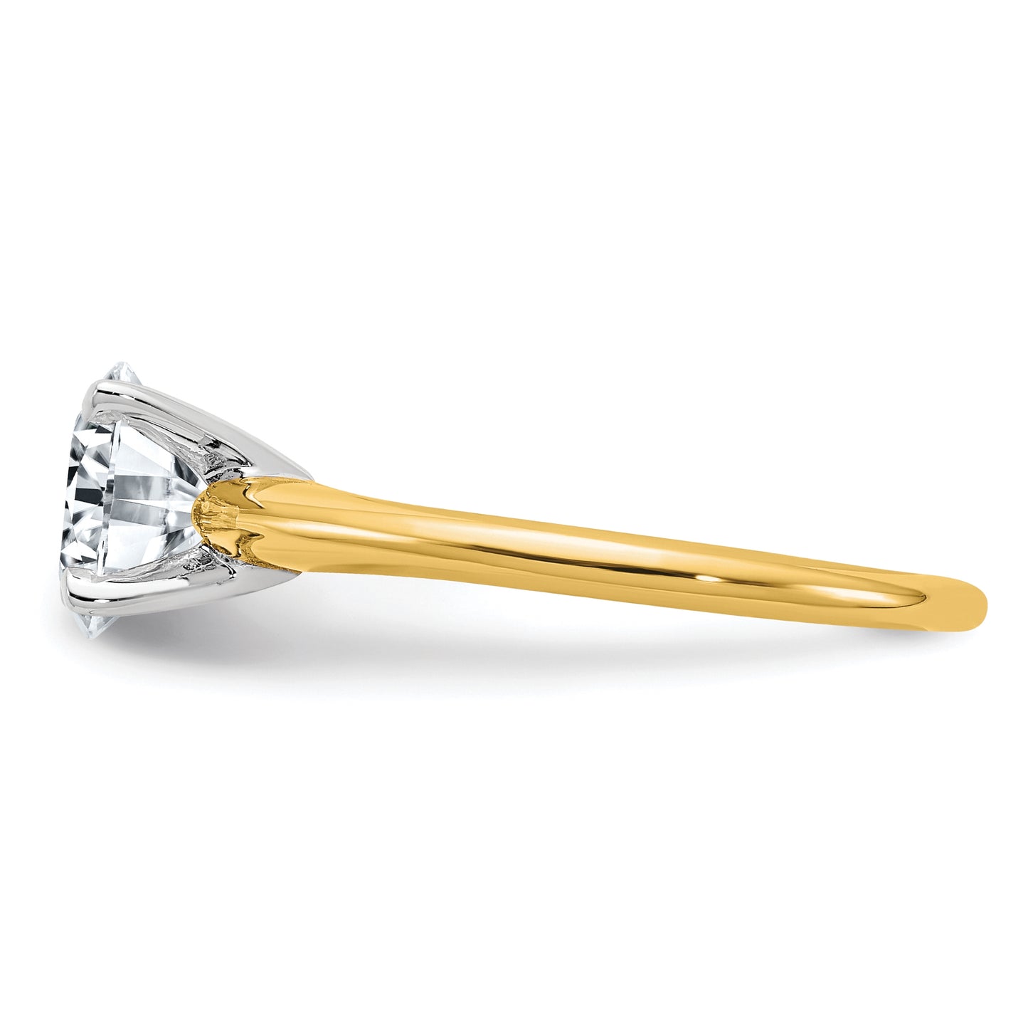 14k Two Tone 1 3/4ct. D E F Pure Light Round Moissanite Solitaire Ring, Size 5