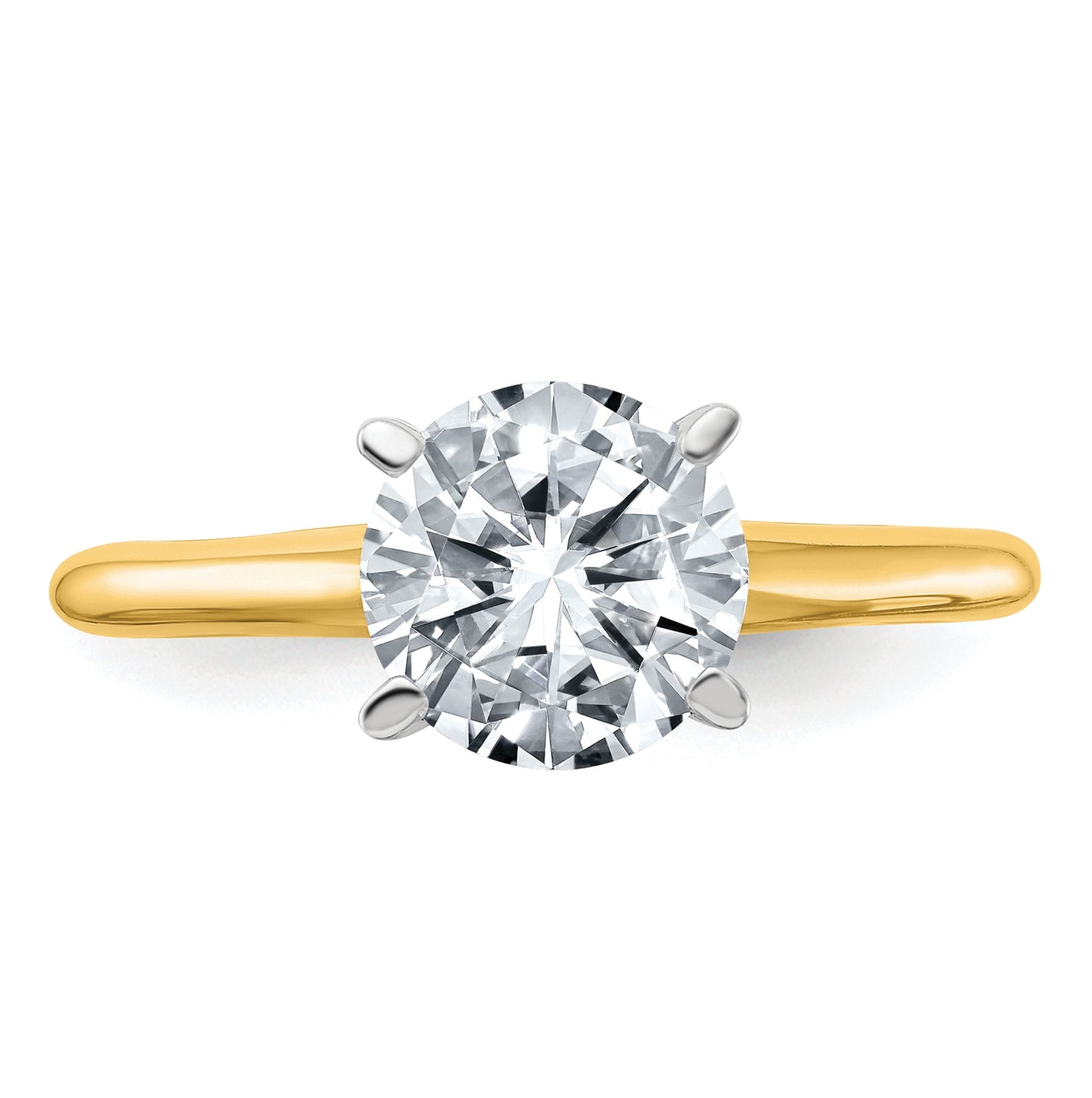 14k Two Tone 1 3/4ct. G H I True Light Round Moissanite Solitaire Ring, Size 10