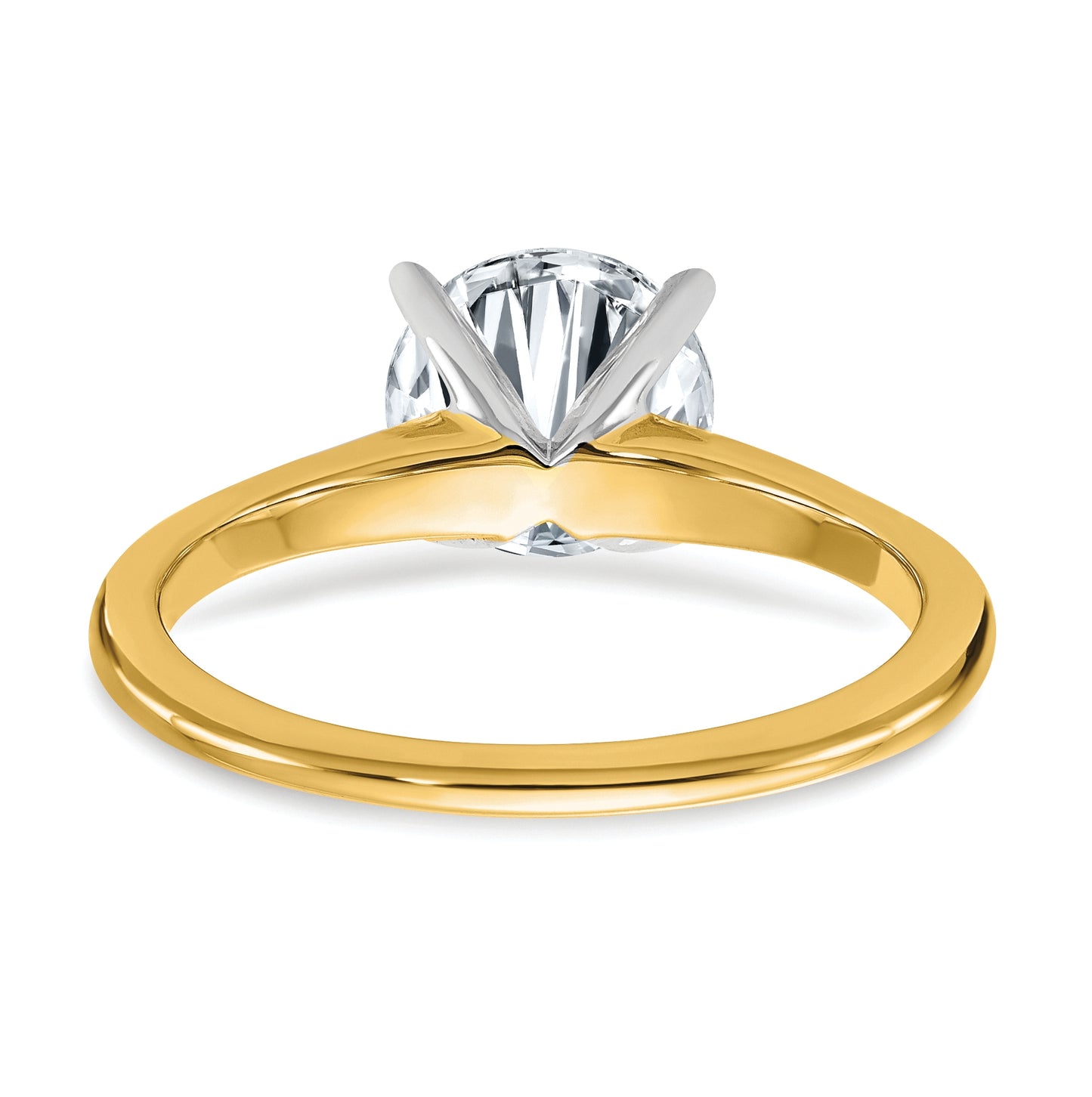 14k Two Tone 1 3/4ct. G H I True Light Round Moissanite Solitaire Ring, Size 7