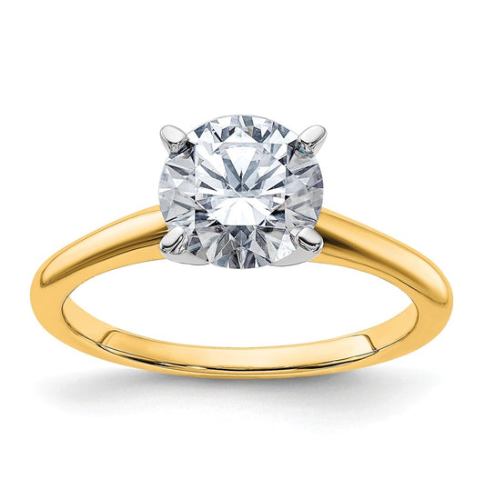 14k Two Tone 1 3/4ct. G H I True Light Round Moissanite Solitaire Ring, Size 5