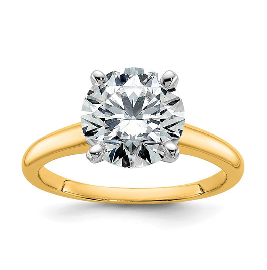 14k Two Tone 9mm ROUND True Light Moissanite Solitare Sz 7