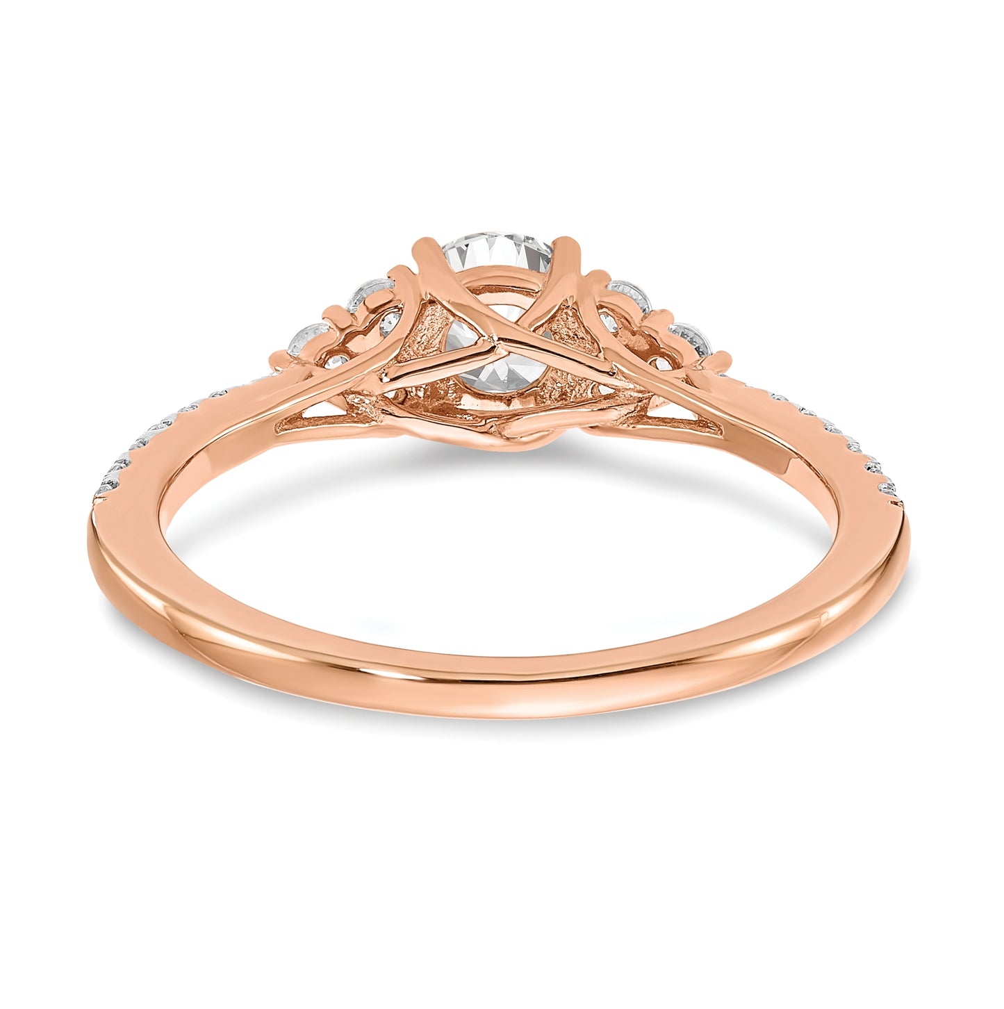 14k Rose Gold (Holds 1/2 carat (5.2mm) Round Center) 1/4 carat Diamond Semi-mount Engagement Ring