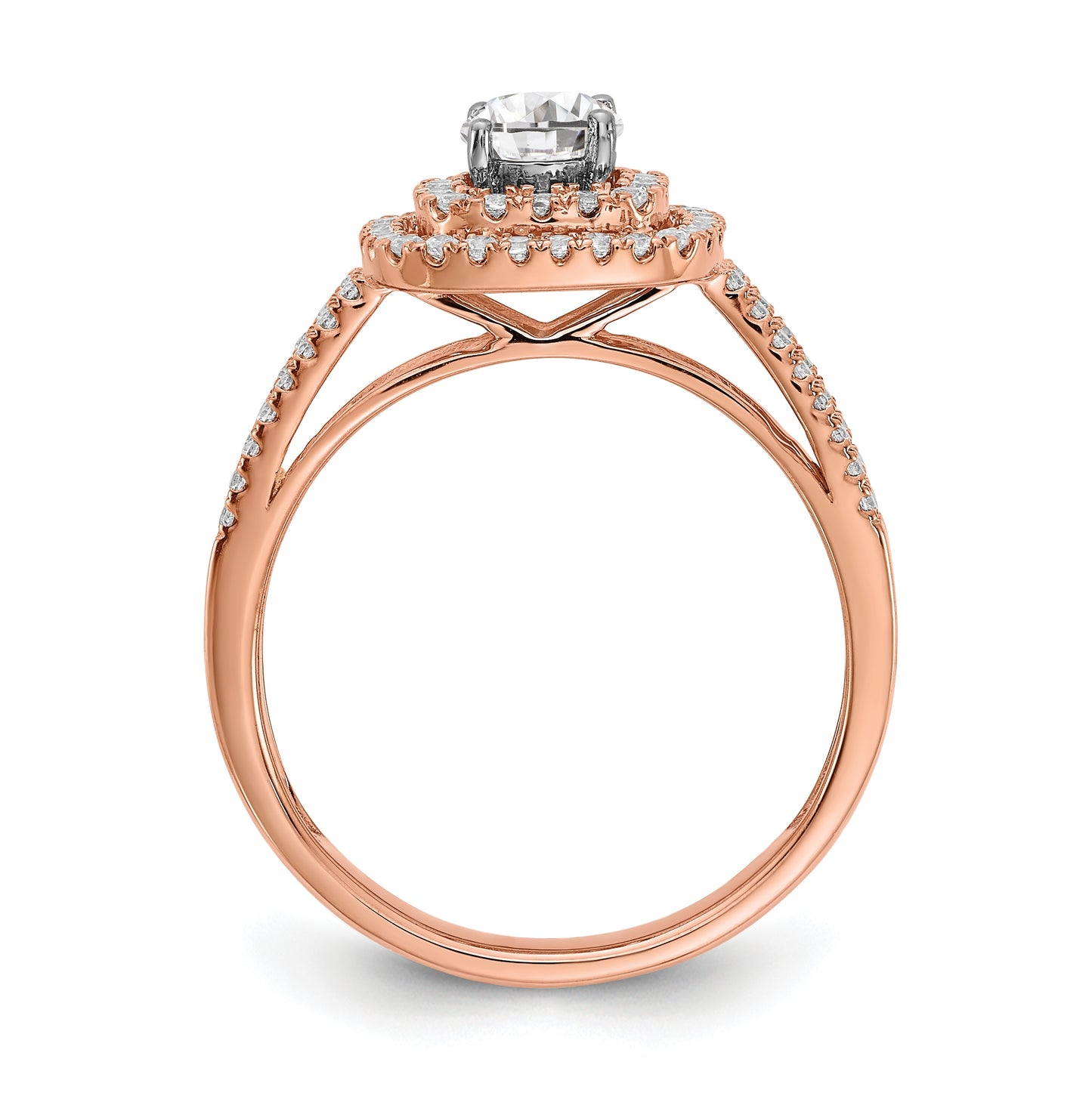 14k Rose Gold Diamond Semi-mount Engagement Ring, 10.7 mm