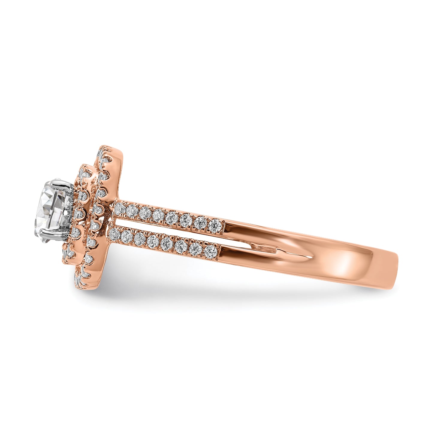 14k Rose Gold Diamond Semi-mount Engagement Ring, 10.7 mm