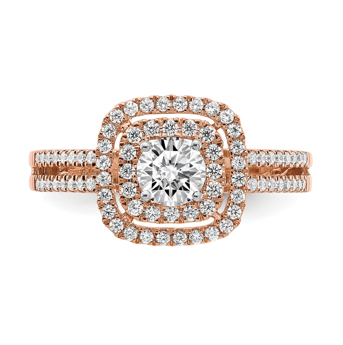14k Rose Gold Diamond Semi-mount Engagement Ring, 10.7 mm
