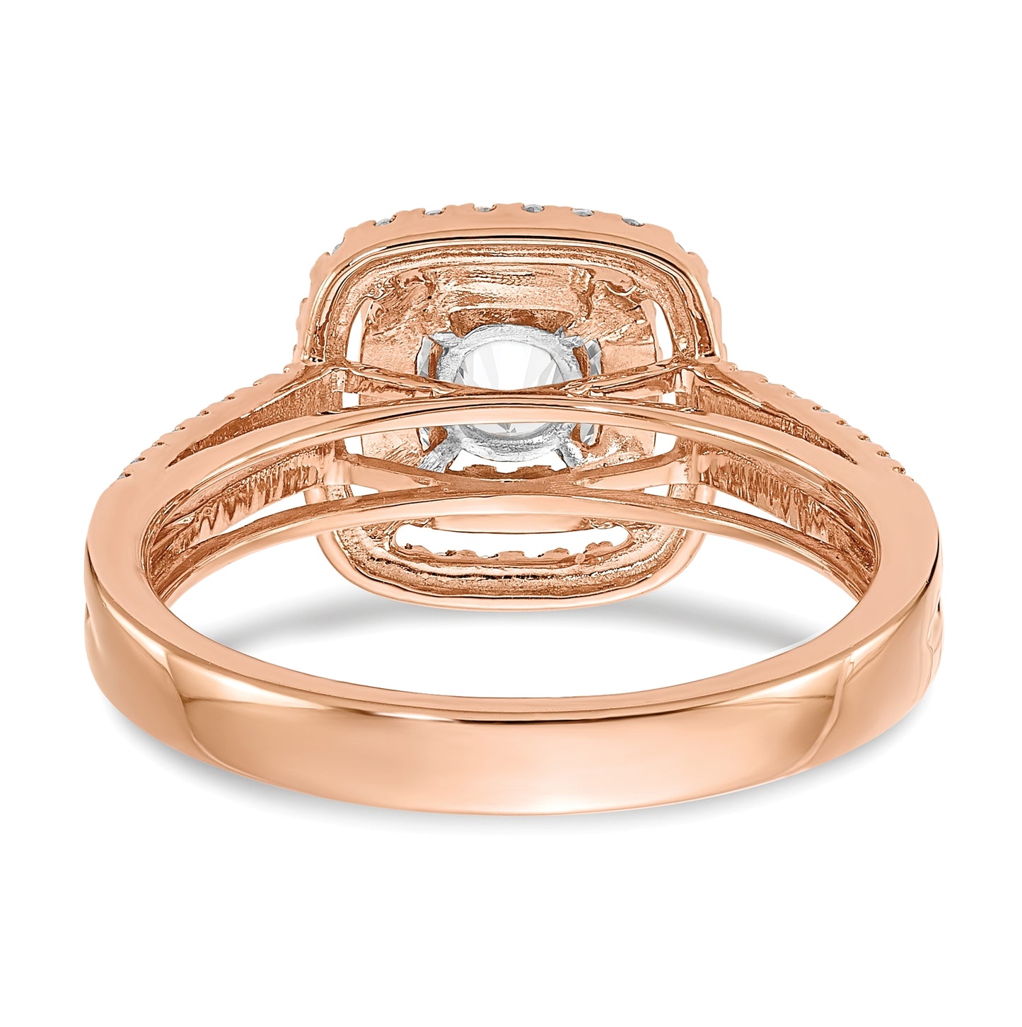 14k Rose Gold Diamond Semi-mount Engagement Ring, 10.7 mm