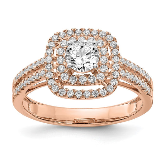 14k Rose Gold Diamond Semi-mount Engagement Ring, 10.7 mm