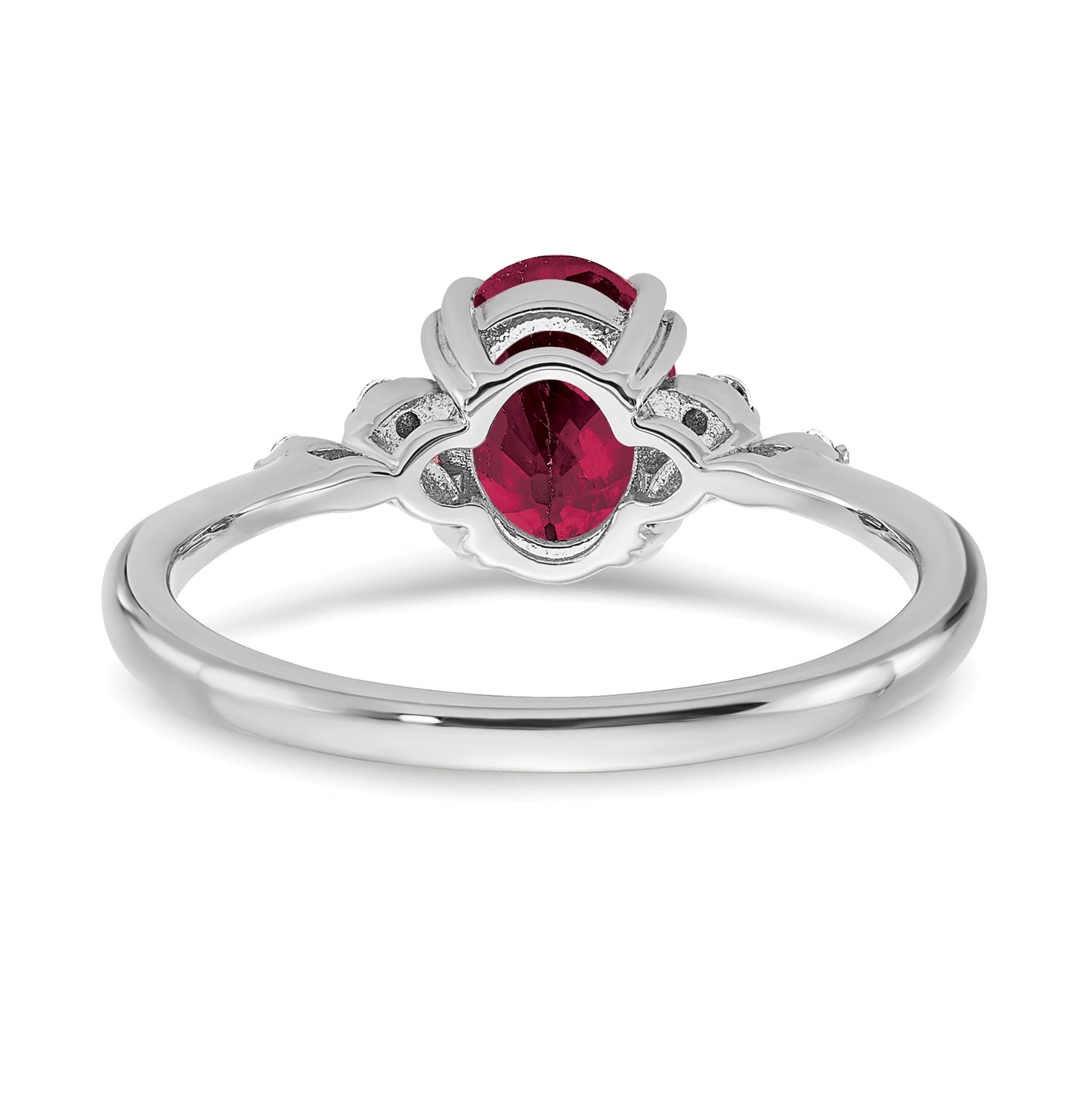Sterling Silver Rhodium plated Created Ruby & Diamond Ring, Size 8