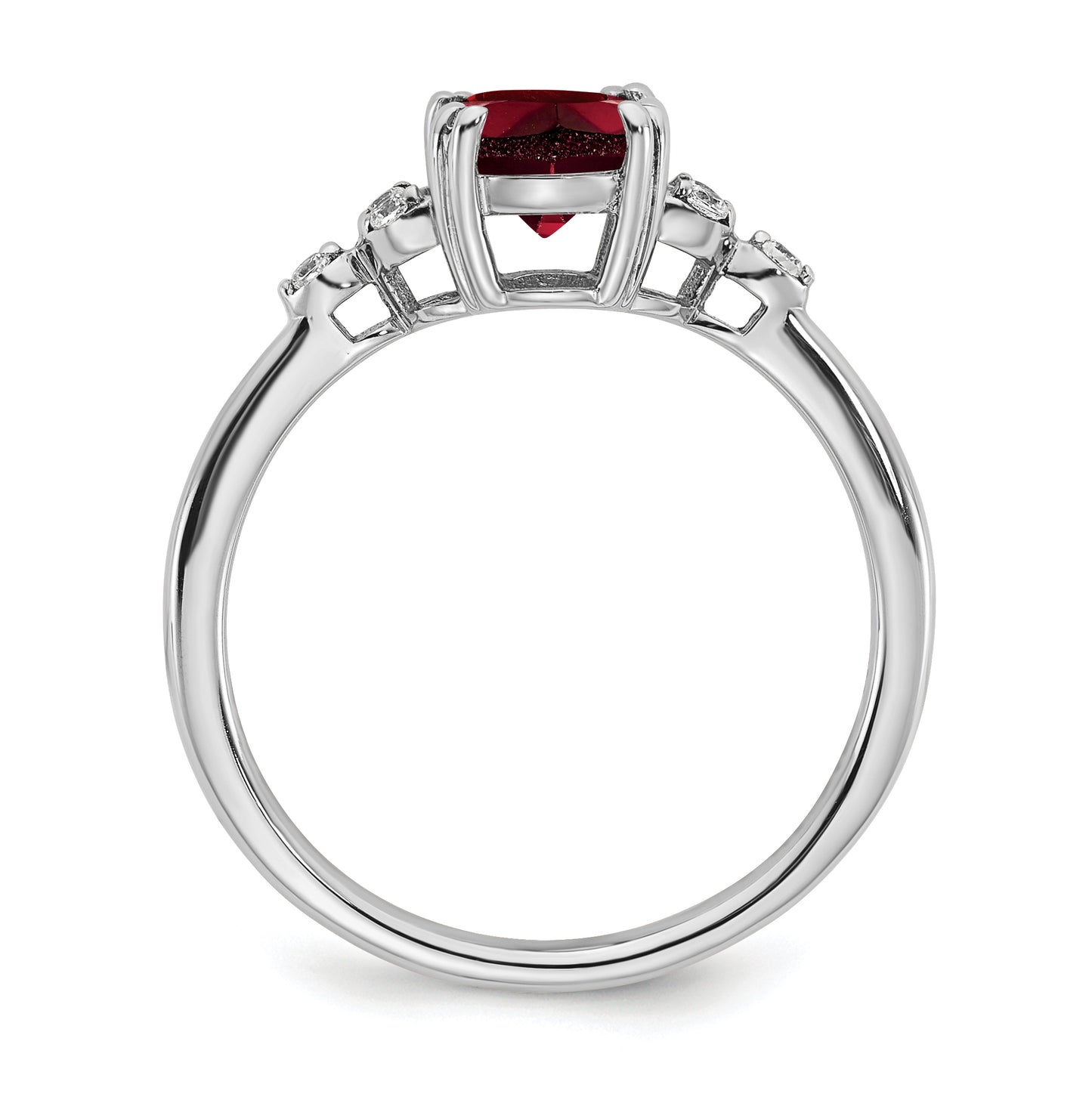 Sterling Silver Rhodium plated Garnet and Dia. Ring, Size 8