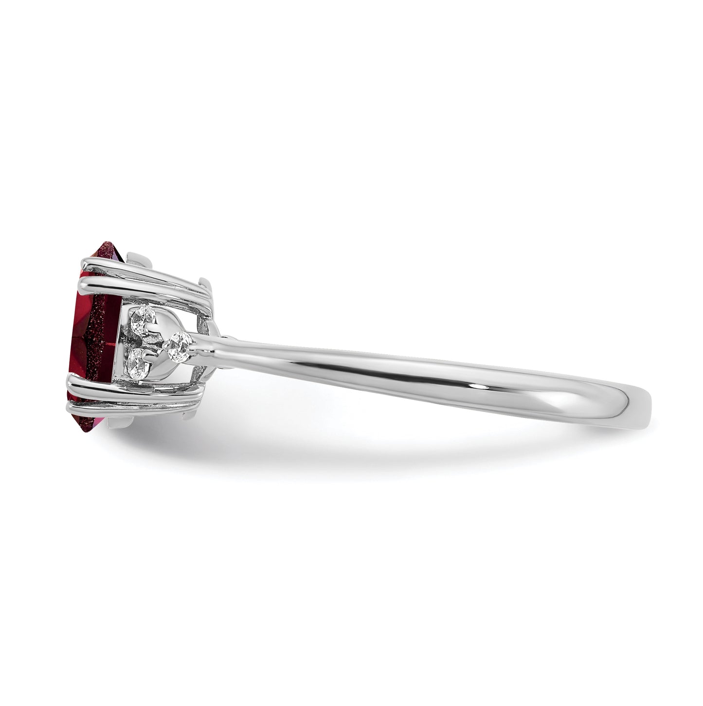 Sterling Silver Rhodium plated Garnet and Dia. Ring, Size 8