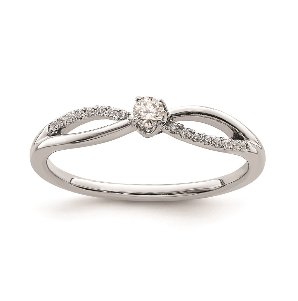 First Promise 14k White Gold Split Shank 1/8 carat Round Diamond Complete Promise/Engagement Ring
