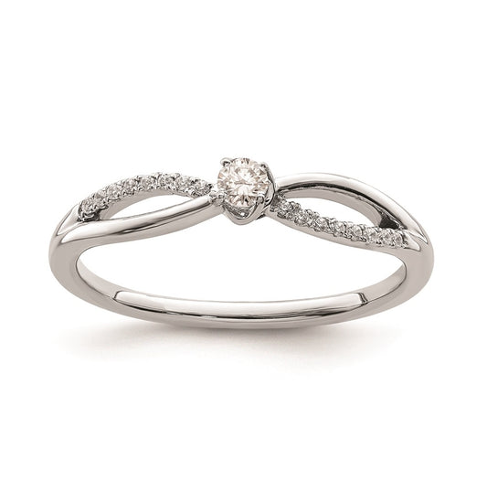 First Promise 14k White Gold Split Shank 1/8 carat Round Diamond Complete Promise/Engagement Ring