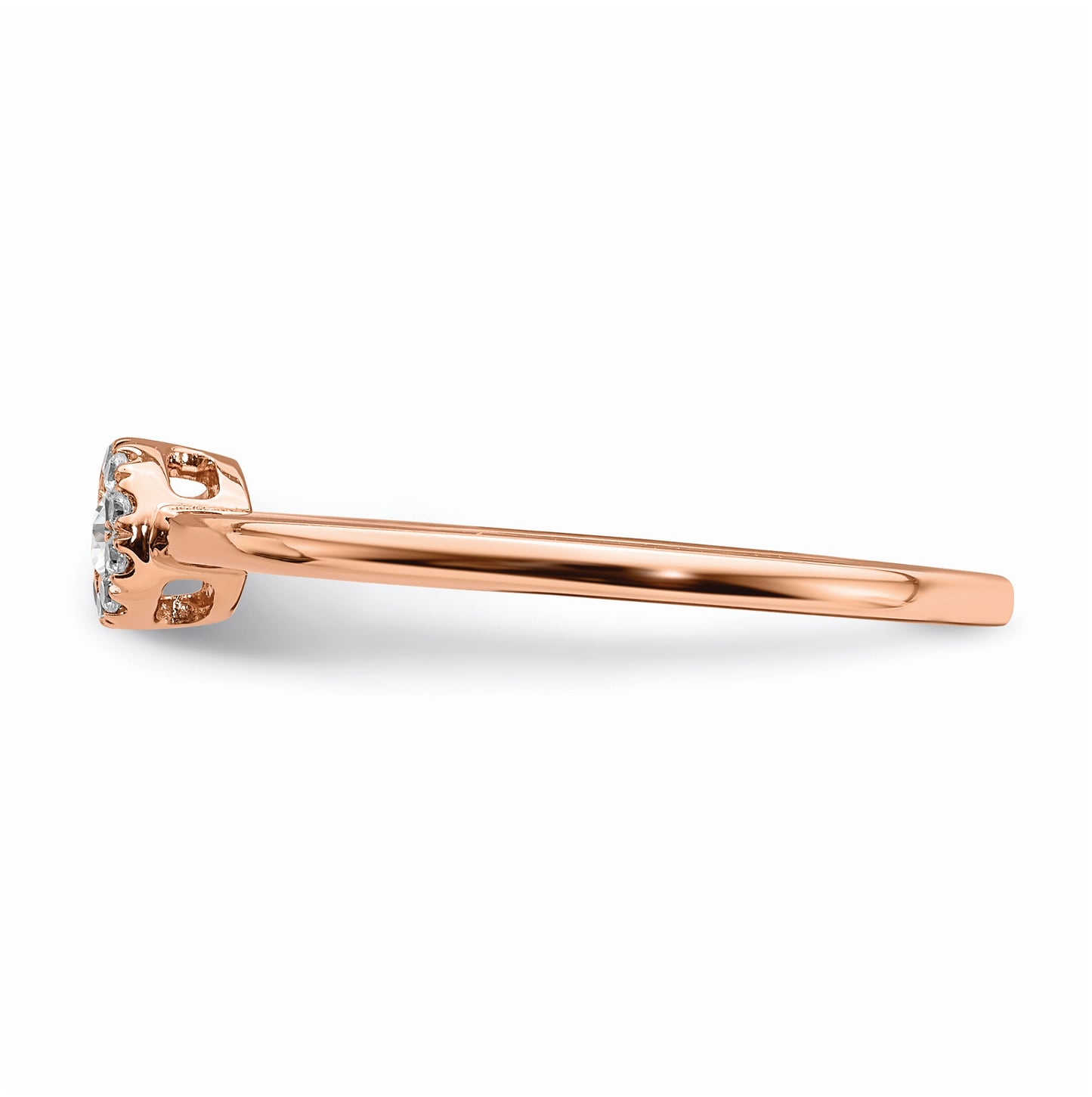 First Promise 14k Rose Gold Halo 1/10 carat Round Diamond Complete Promise/Engagement Ring