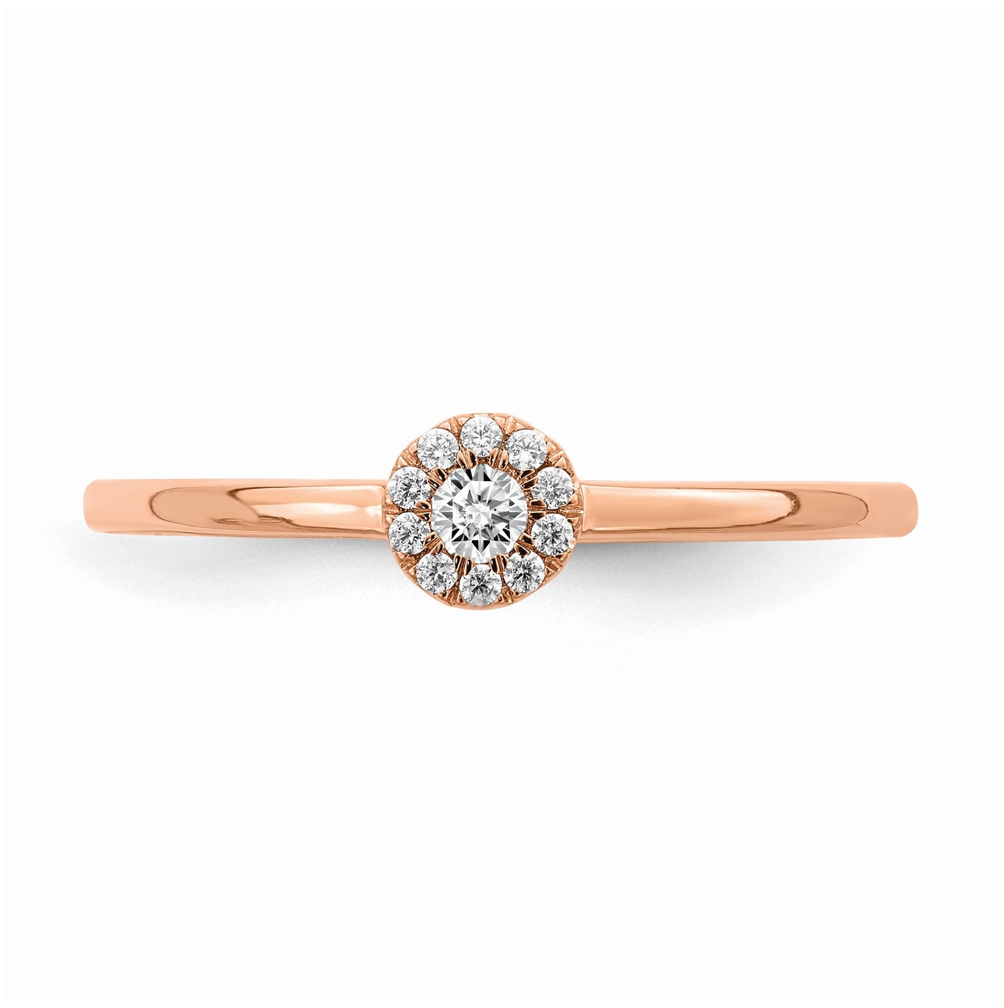 First Promise 14k Rose Gold Halo 1/10 carat Round Diamond Complete Promise/Engagement Ring