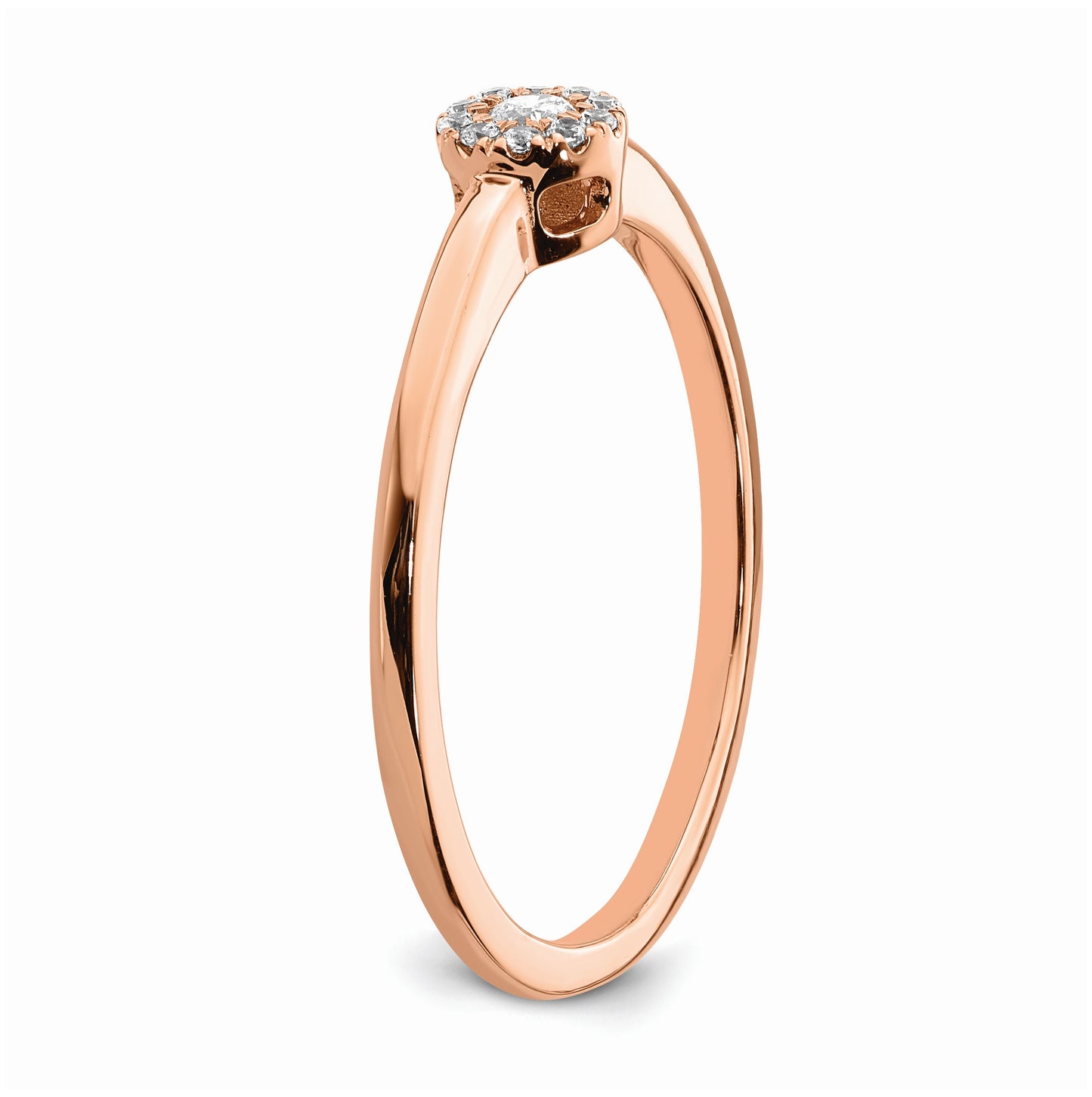 First Promise 14k Rose Gold Halo 1/10 carat Round Diamond Complete Promise/Engagement Ring