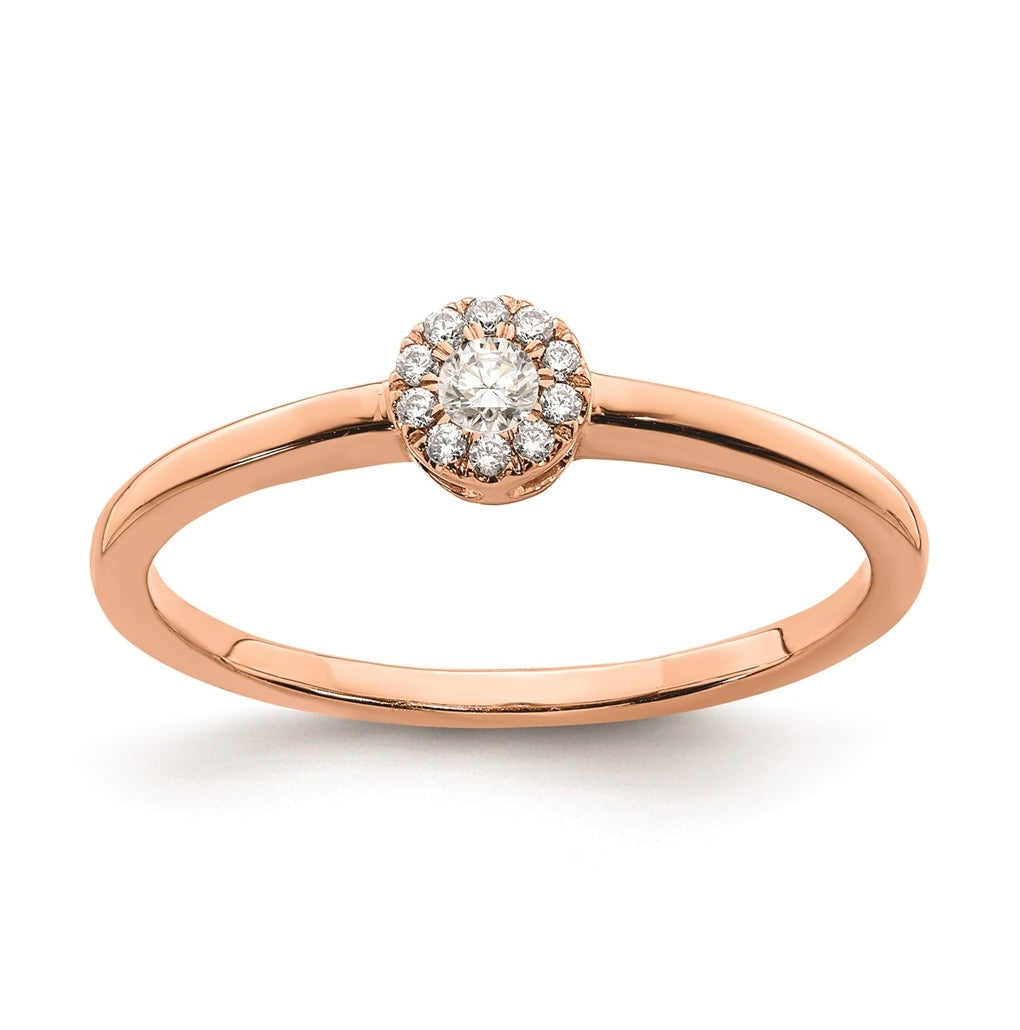 First Promise 14k Rose Gold Halo 1/10 carat Round Diamond Complete Promise/Engagement Ring