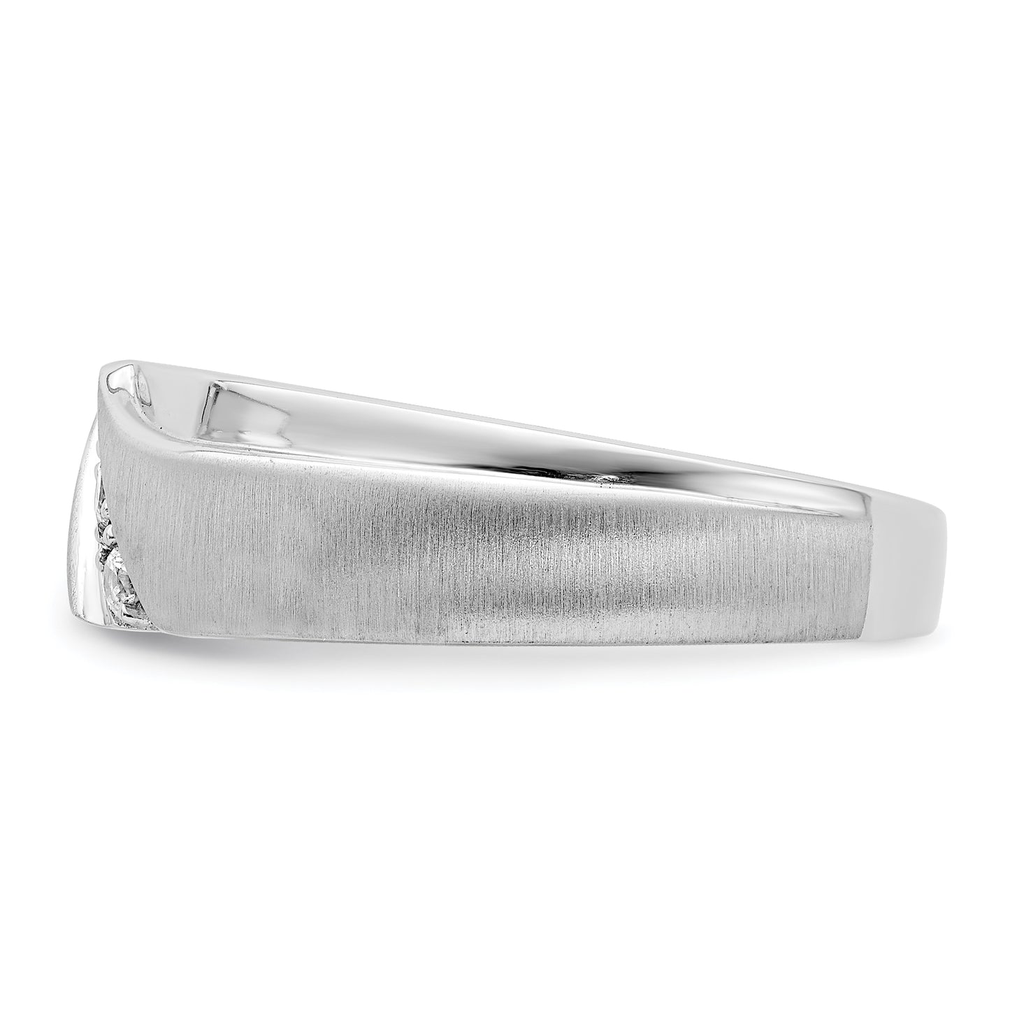 14k White Gold 3-Stone 1/8 carat Diamond Complete Men's Band
