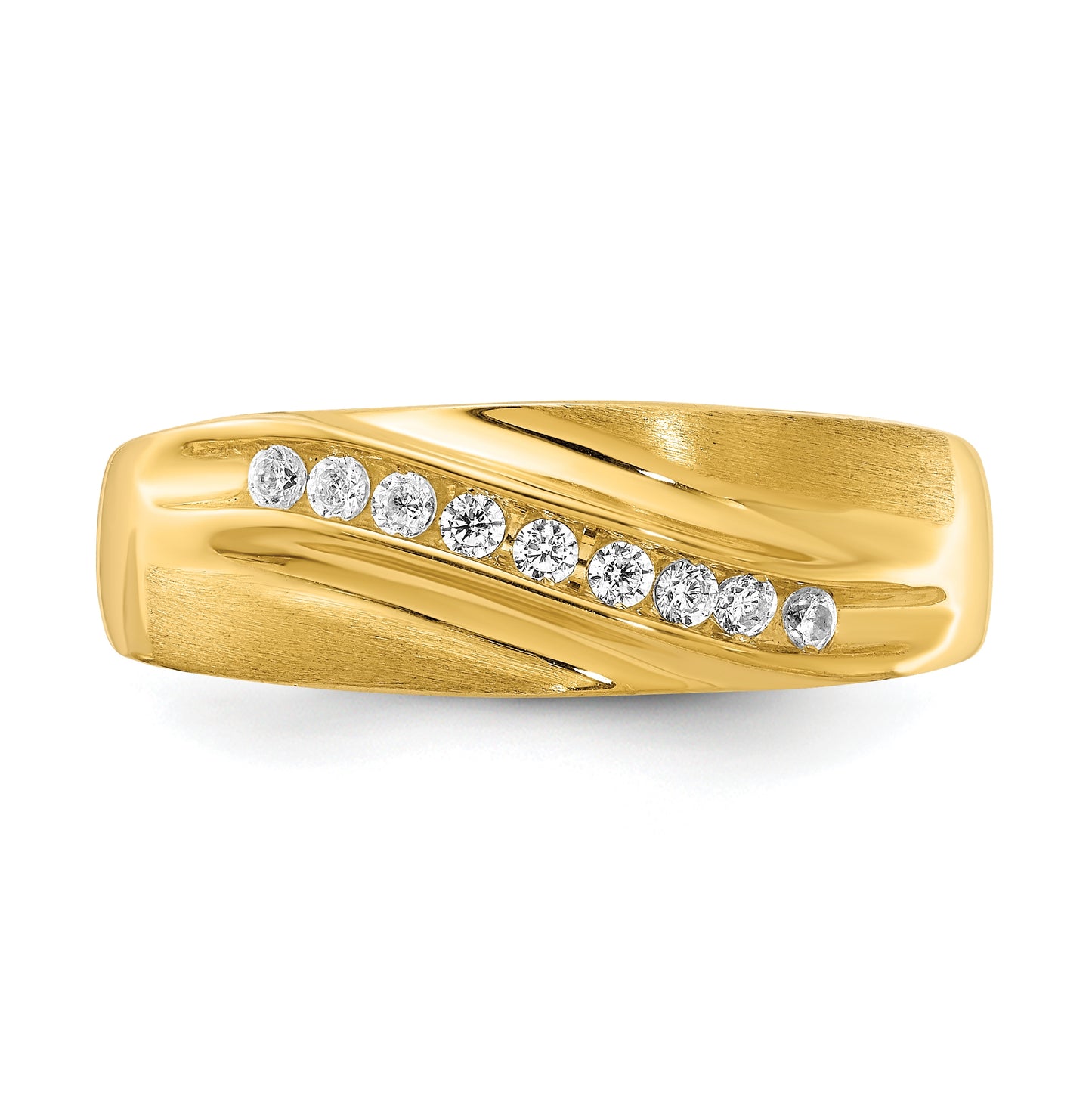 14K Yellow Gold 1/5 carat Diamond Complete Men's Band : Satin E/W