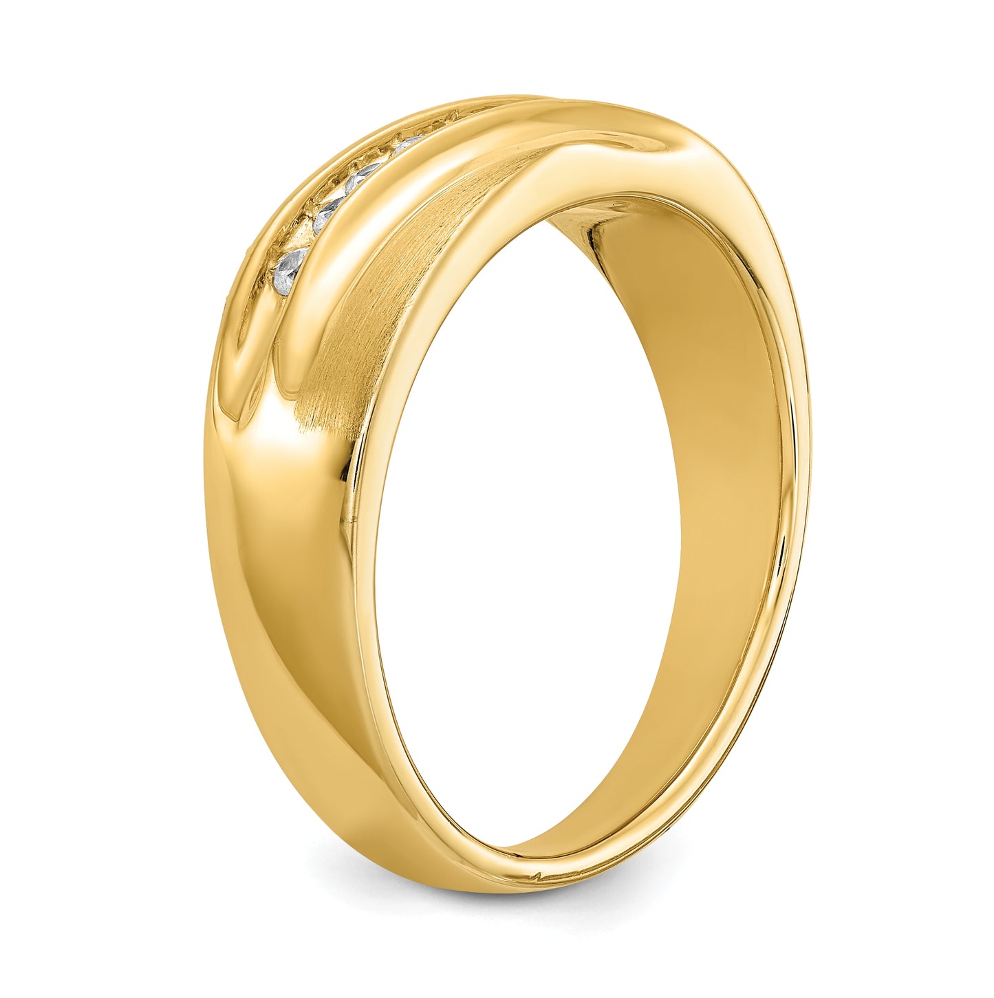 14K Yellow Gold 1/5 carat Diamond Complete Men's Band : Satin E/W