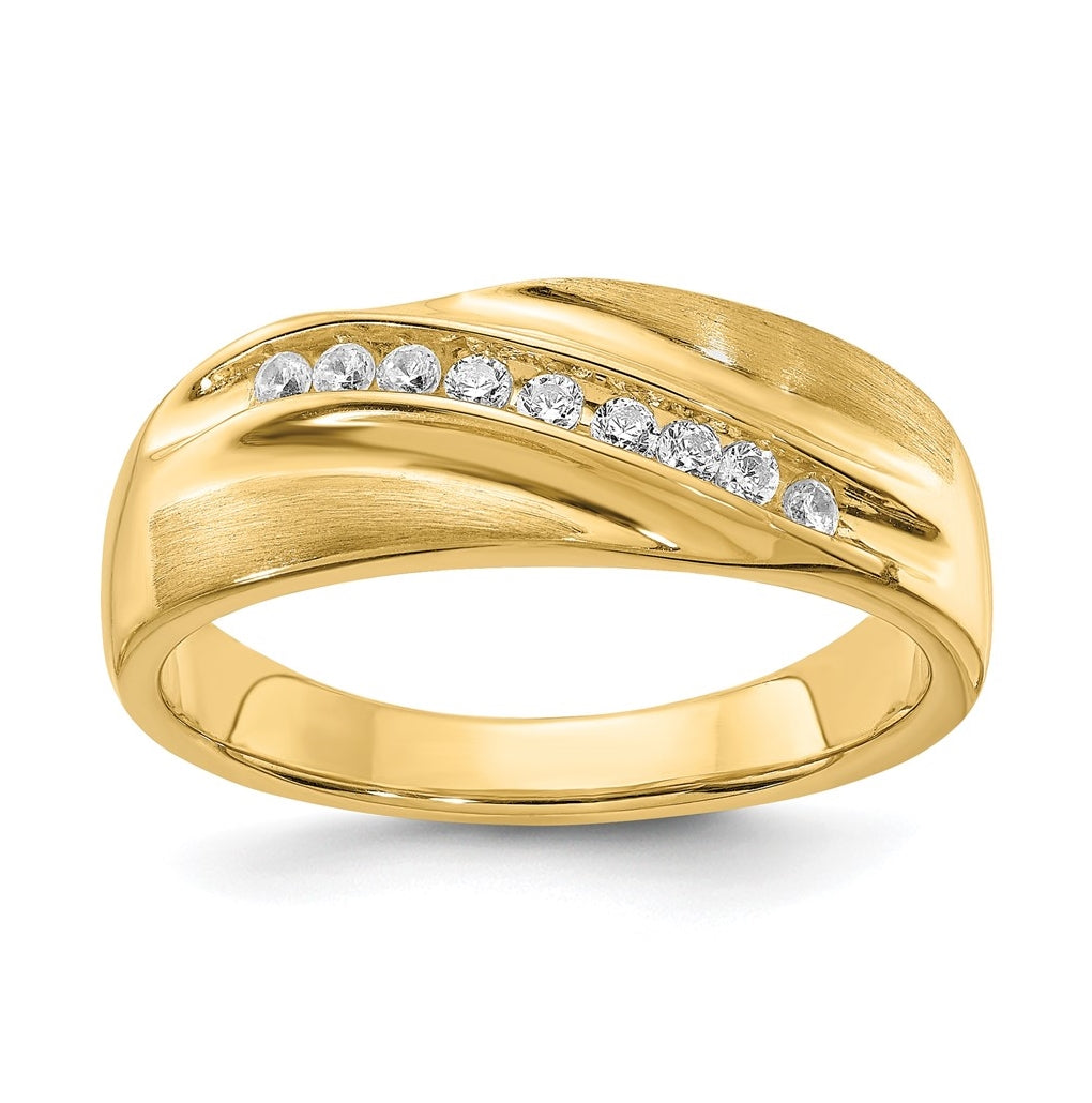 14K Yellow Gold 1/5 carat Diamond Complete Men's Band : Satin E/W