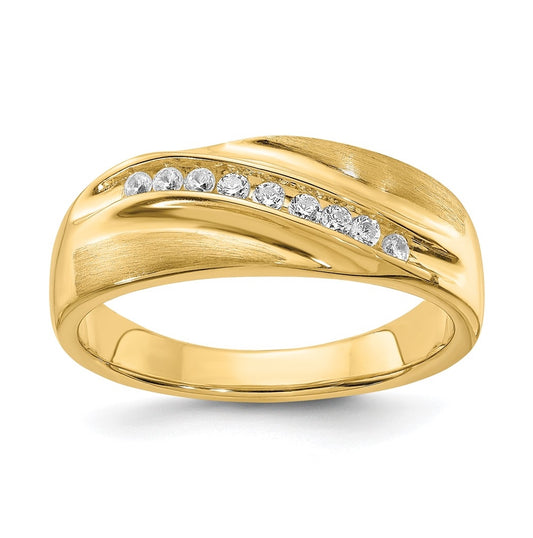 14K Yellow Gold 1/5 carat Diamond Complete Men's Band : Satin E/W