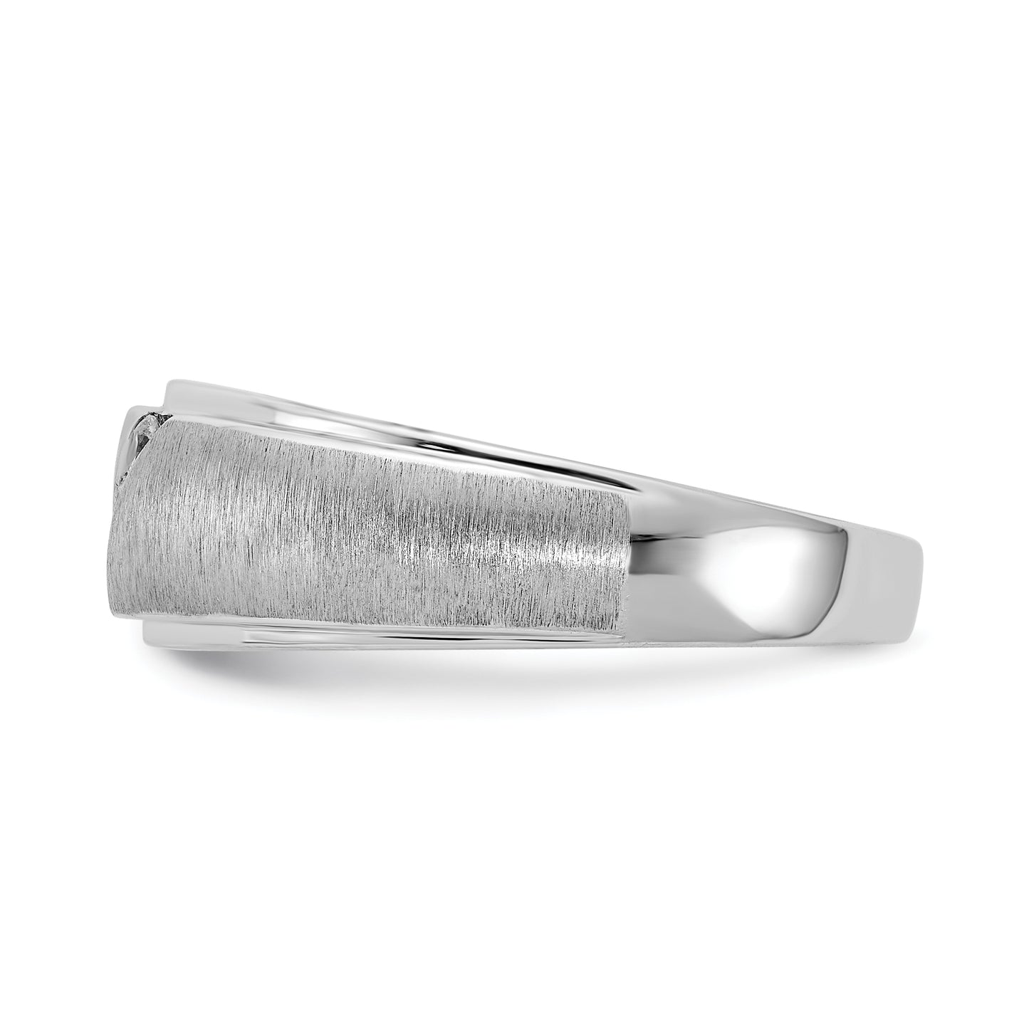 14k White Gold 3-Stone 1/6 carat Diamond Complete Men's Band