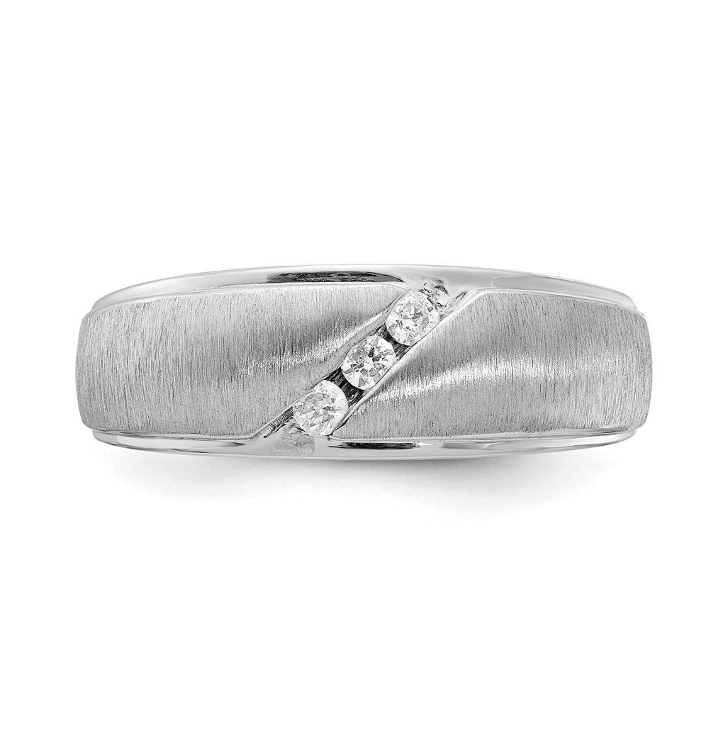 14k White Gold Diamond Men's Band – Elegant Jewelry Gift for Birthday, Anniversary, Engagement, Wedding