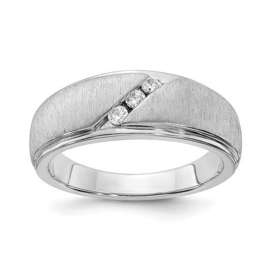 14k White Gold 3-Stone 1/6 carat Diamond Complete Men's Band