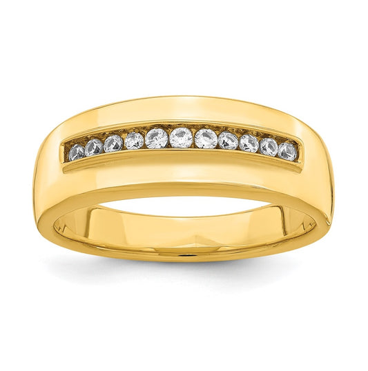 14K Yellow Gold 11-Stone 1/4 carat Diamond Complete Men's Channel Band