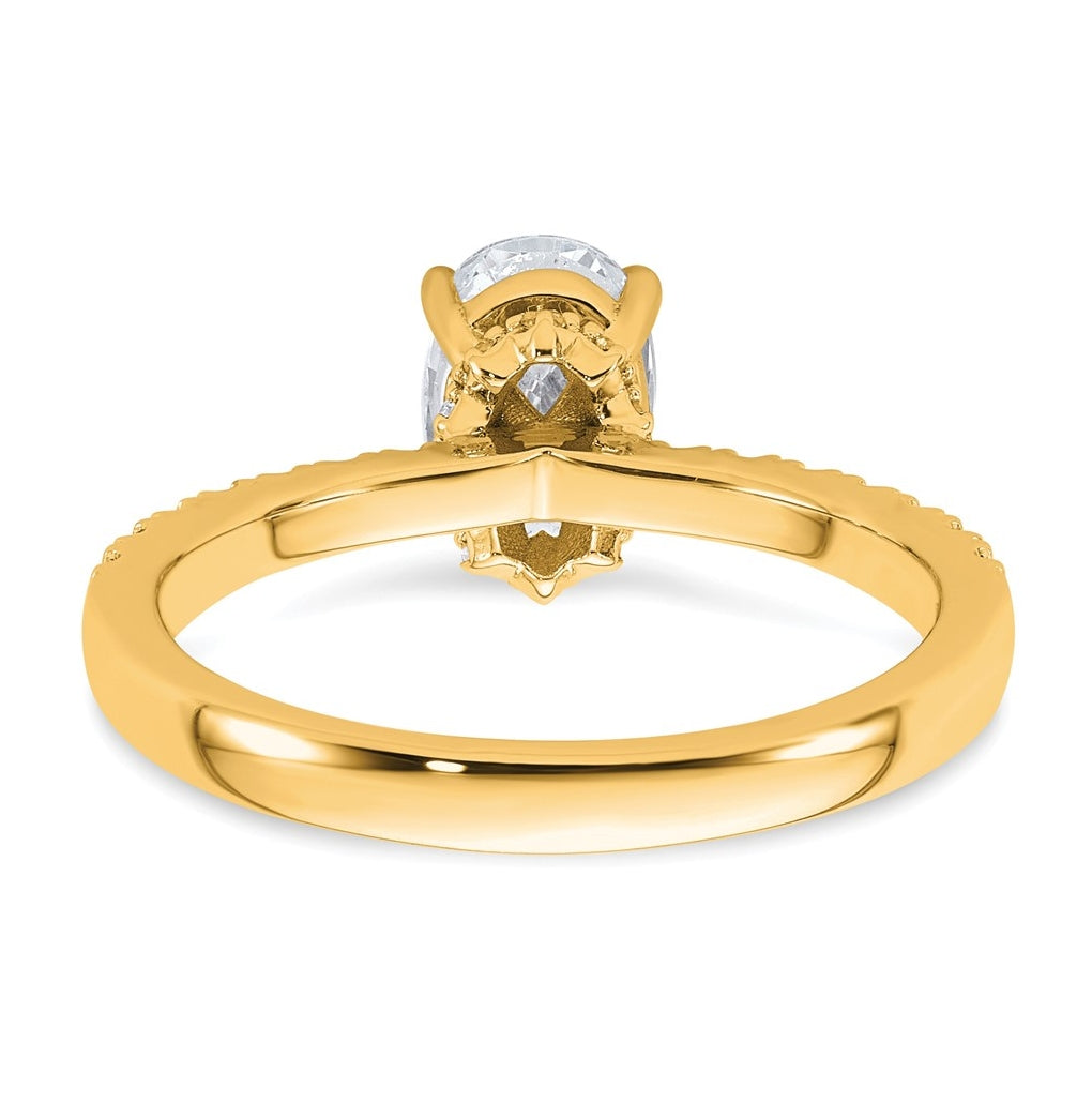 14k Yellow Or White Gold Certified Lab Grown Diamond VS+ F+ Oval Complete Solitaire Engagement Ring