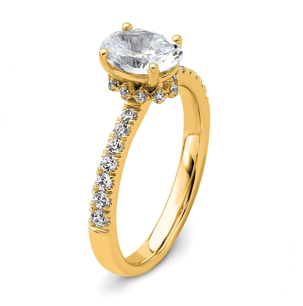 14k Yellow Or White Gold Certified Lab Grown Diamond VS+ F+ Oval Complete Solitaire Engagement Ring