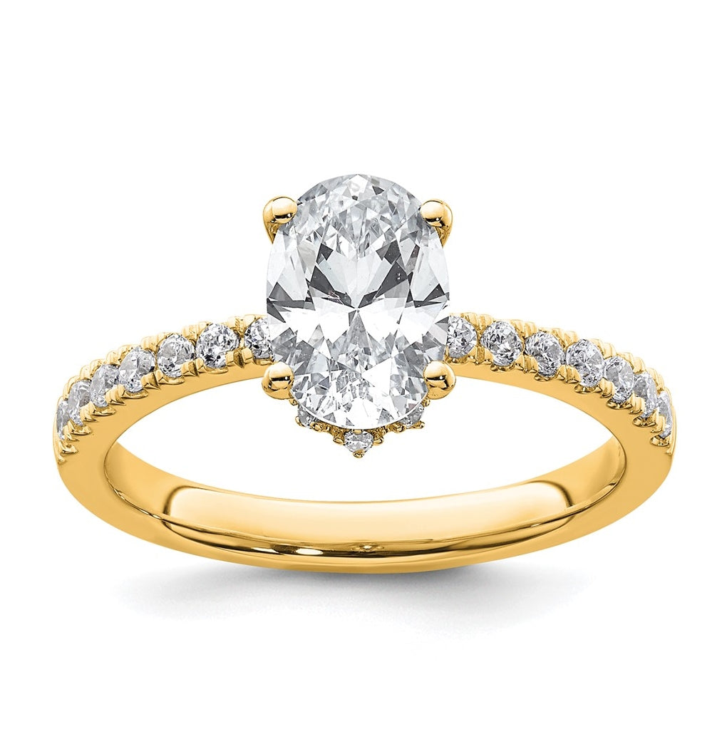 14k Yellow Or White Gold Lab Grown Diamond VS/SI+ G+ Oval Complete Solitaire Engagement Ring