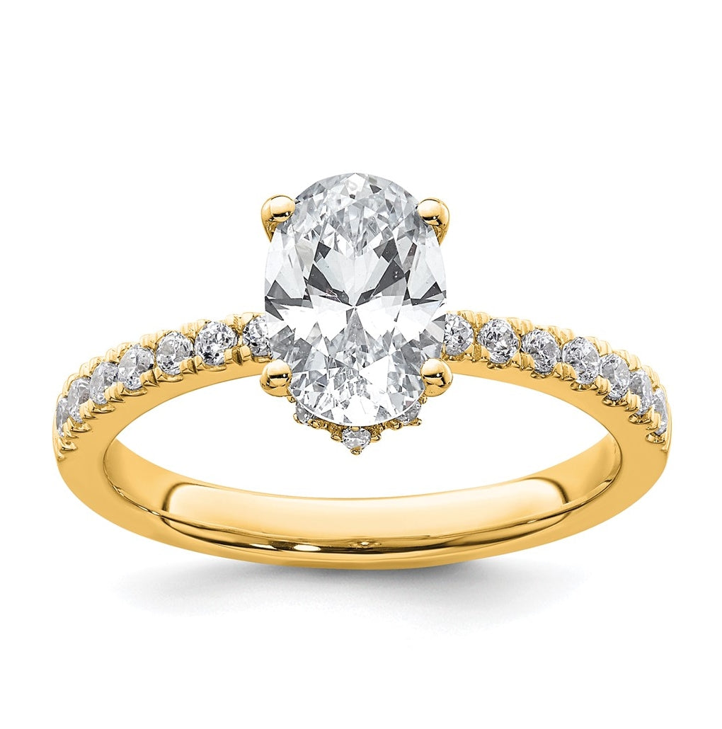 14k Yellow Or White Gold Certified Lab Grown Diamond VS+ F+ Oval Complete Solitaire Engagement Ring