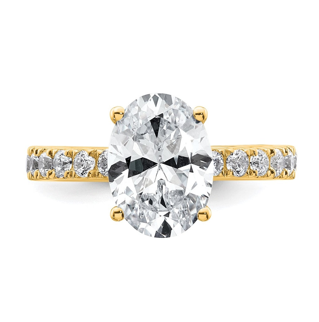 14k Yellow Or White Gold Certified Lab Grown Diamond VS+ F+ Oval Complete Solitaire Engagement Ring