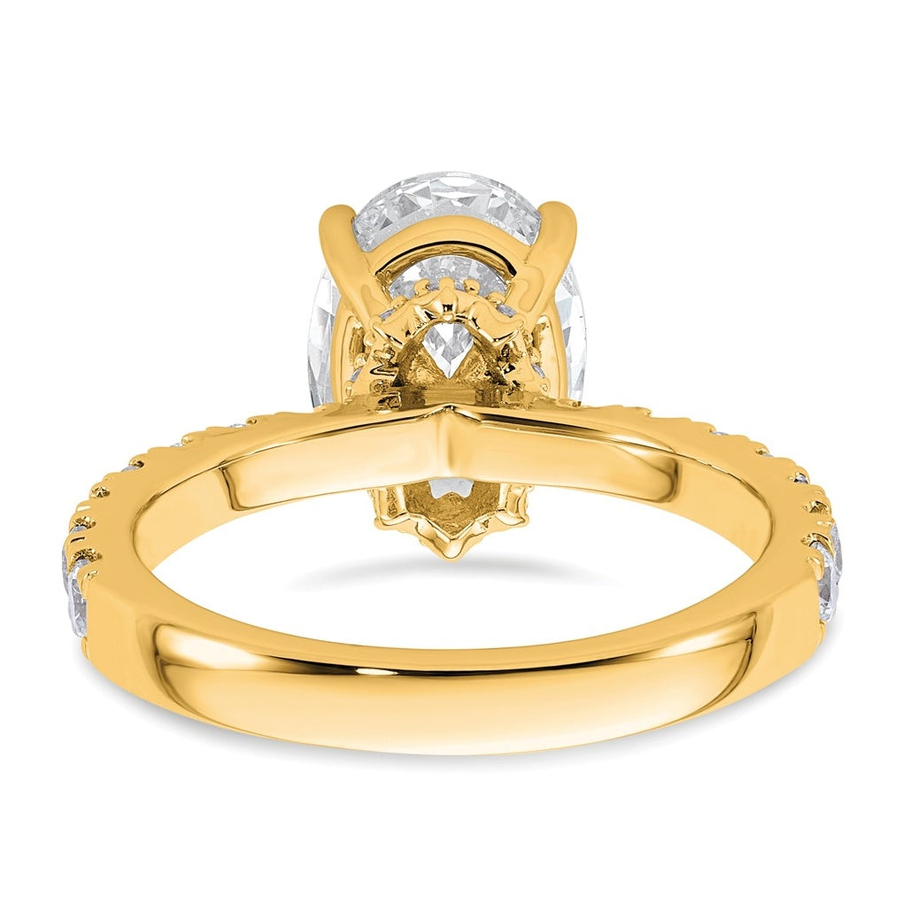 14k Yellow Or White Gold Certified Lab Grown Diamond VS+ F+ Oval Complete Solitaire Engagement Ring