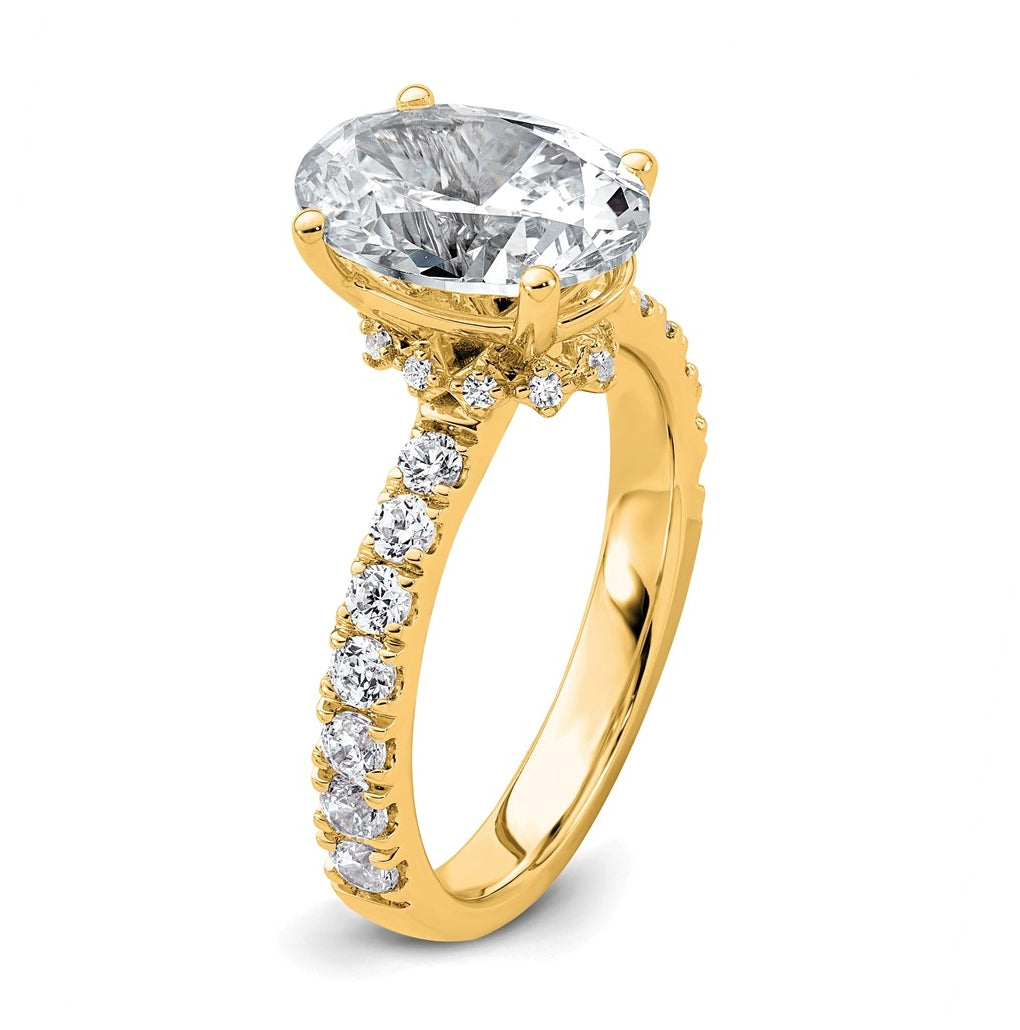 14k Yellow Or White Gold Certified Lab Grown Diamond VS+ F+ Oval Complete Solitaire Engagement Ring